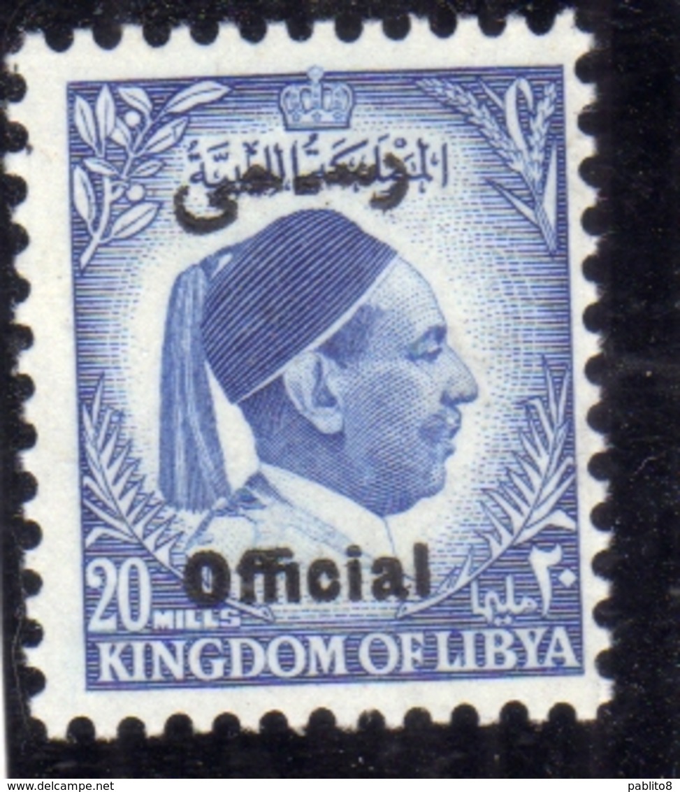 UNITED KINGDOM OF LIBYA REGNO UNITO DI LIBIA 1952 SERVIZIO SERVICE OFFICIAL RE IDRISS KING  MILLS 20m MNH - Libia