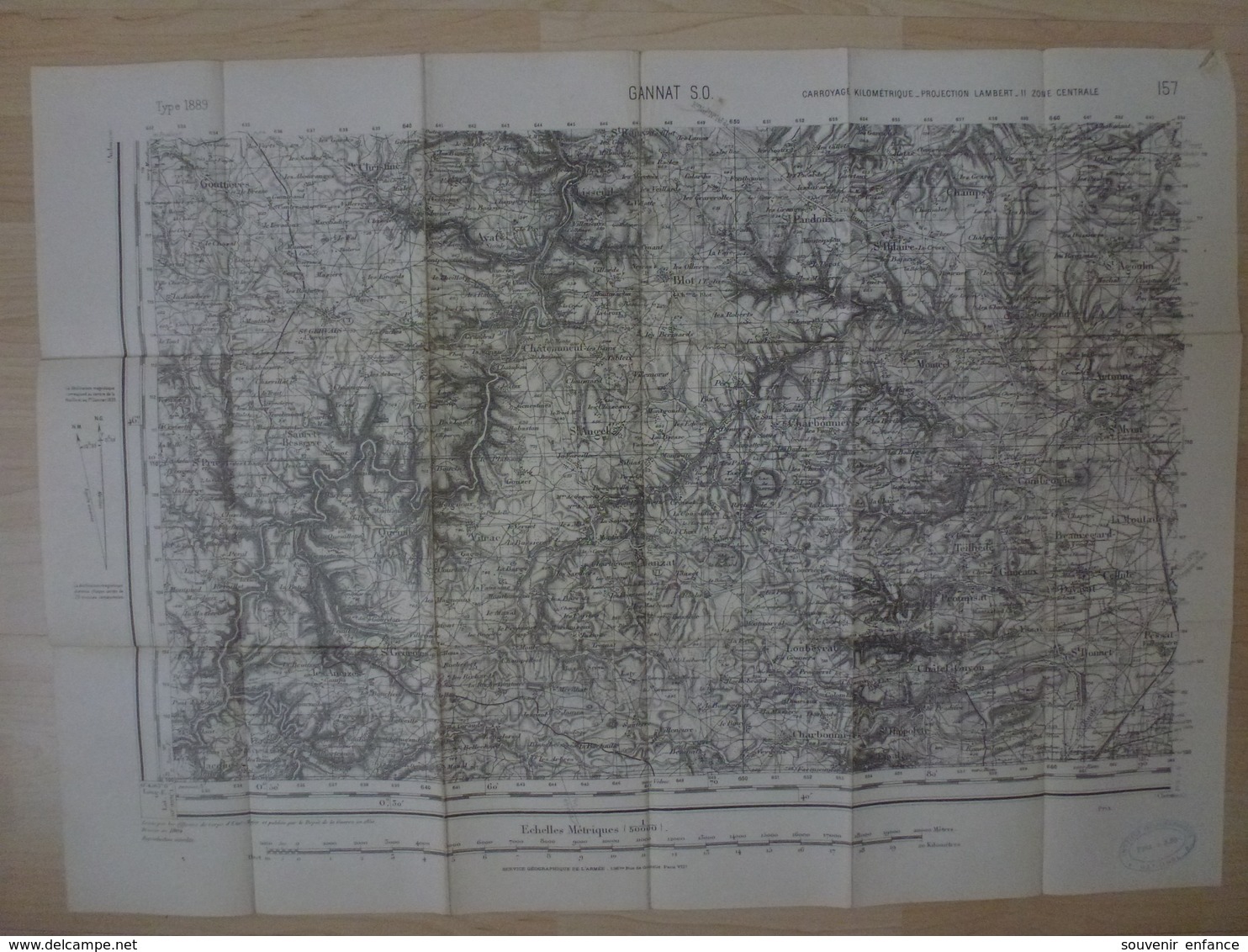 Carte Gannat 03 Allier St Angel Ayat  Chateauneuf Les Bains  Charbonnier Manzat Champs St Agoulin Myon - Cartes Topographiques