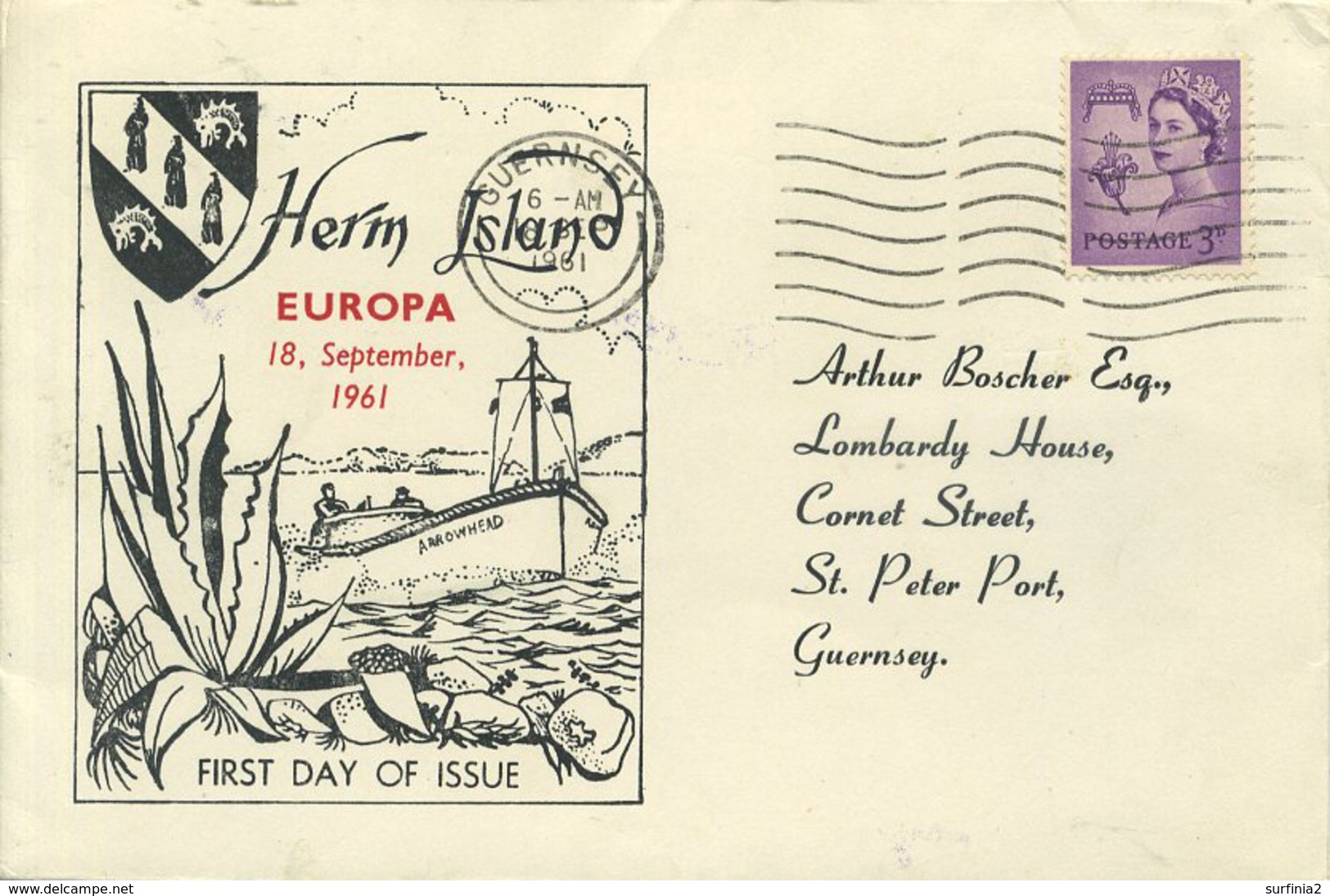STAMPS - 1961 HERM ISLAND COVER TO GUERNSEY WITH HERM EUROPA SET - Cinderellas
