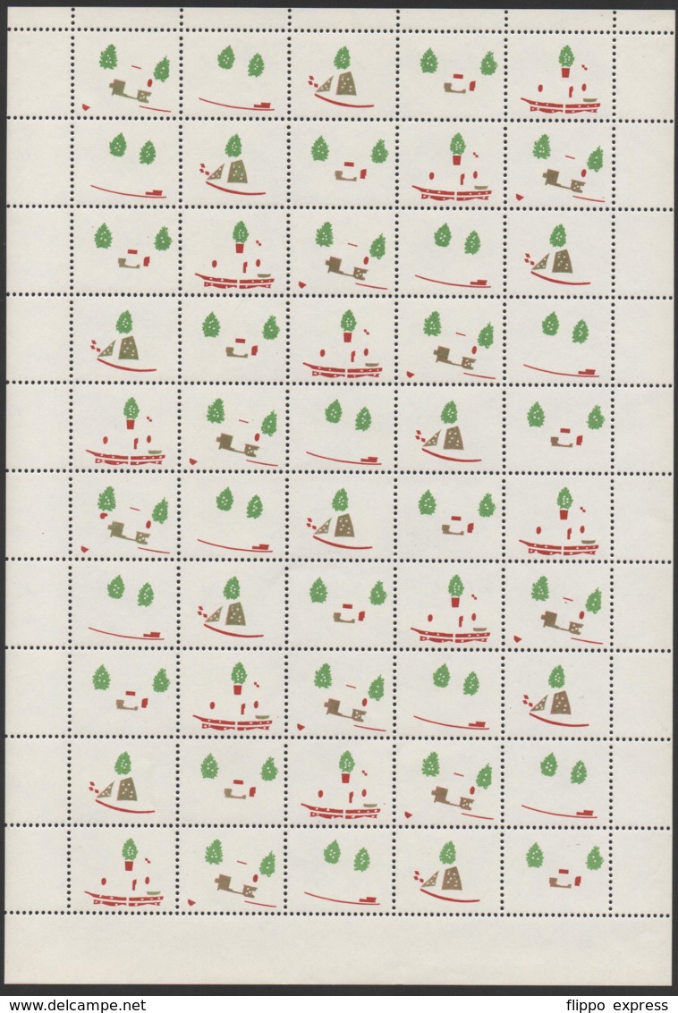 Denmark 1957, Proofs, 7 Full Sheets, Julemaerke, Christmas Stamp. - Fogli Completi