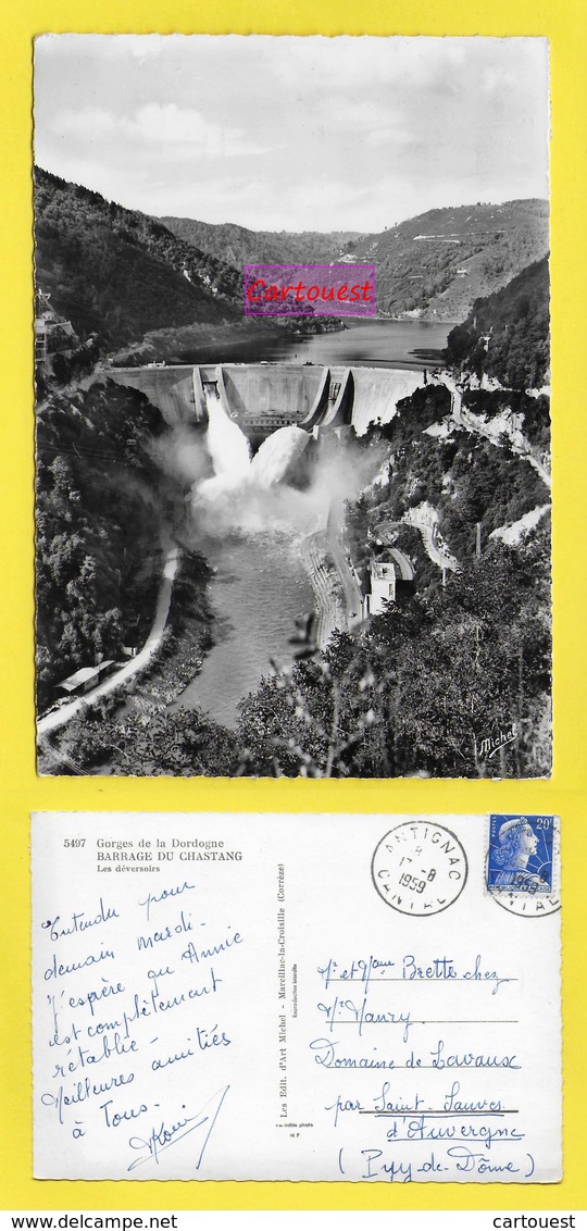 CPSM Gorges De La Dordogne 19 ֎ BARRAGE DU CHASTANG - Lacher  D'EAU E D F ֎ 1959 - Argentat