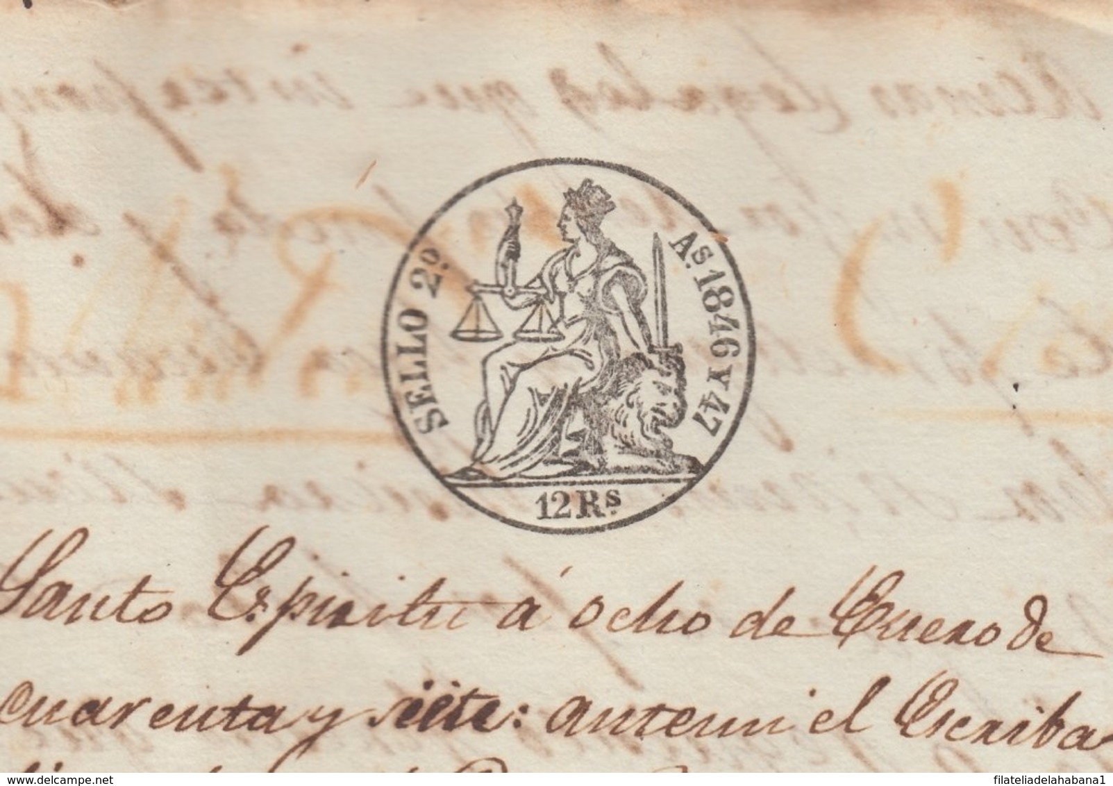 1846-PS-73 SPAIN ANTILLES CUBA PUERTO RICO REVENUE SEALLED PAPER. 1846-47. SELLO 2do. - Postage Due