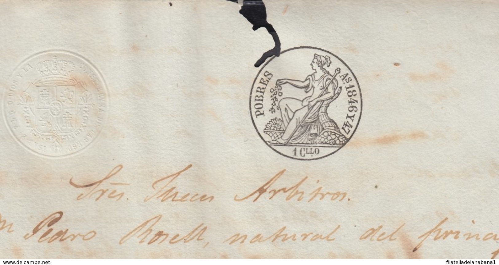 1846-PS-75 SPAIN ANTILLES CUBA PUERTO RICO REVENUE SEALLED PAPER. 1846-47. SELLO POBRES. - Postage Due