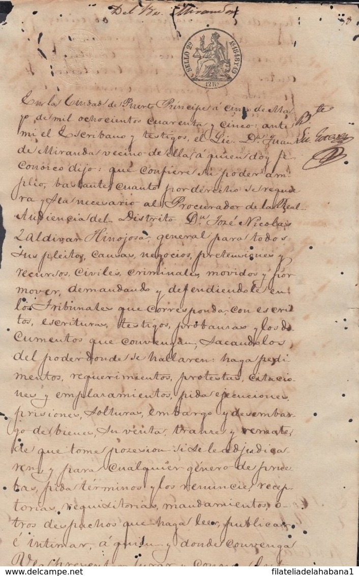 1848-PS-70 SPAIN ANTILLES CUBA PUERTO RICO REVENUE SEALLED PAPER. 1848-49. SELLO 2do. - Timbres-taxe