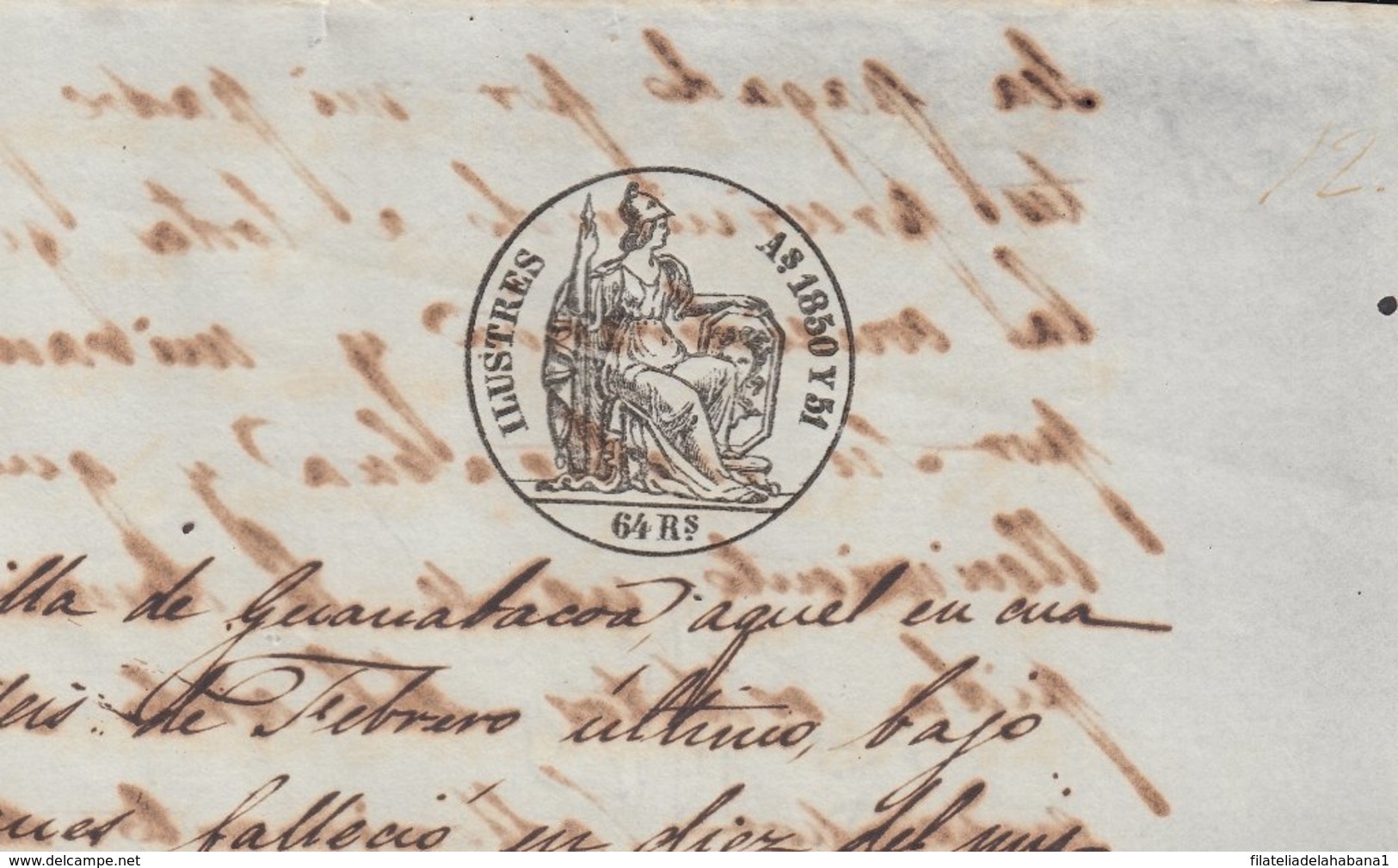 1850-PS-70 SPAIN ANTILLES CUBA PUERTO RICO REVENUE SEALLED PAPER. 1850-51. ILUSTRES. - Postage Due