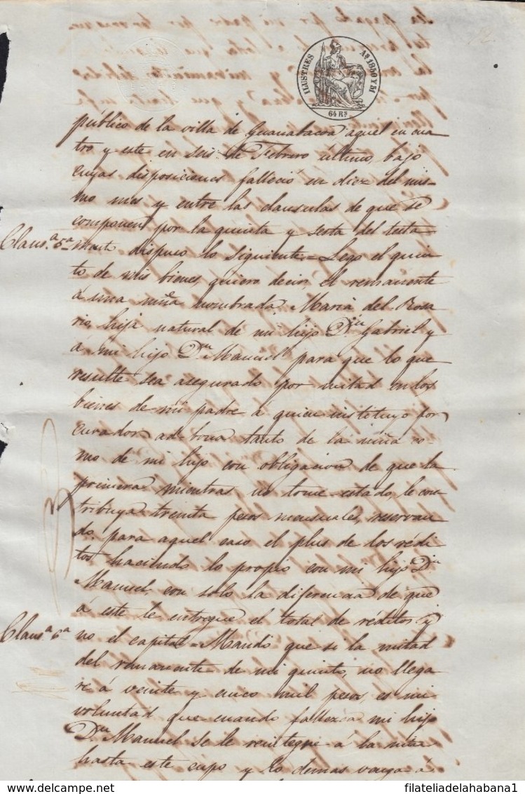 1850-PS-70 SPAIN ANTILLES CUBA PUERTO RICO REVENUE SEALLED PAPER. 1850-51. ILUSTRES. - Timbres-taxe