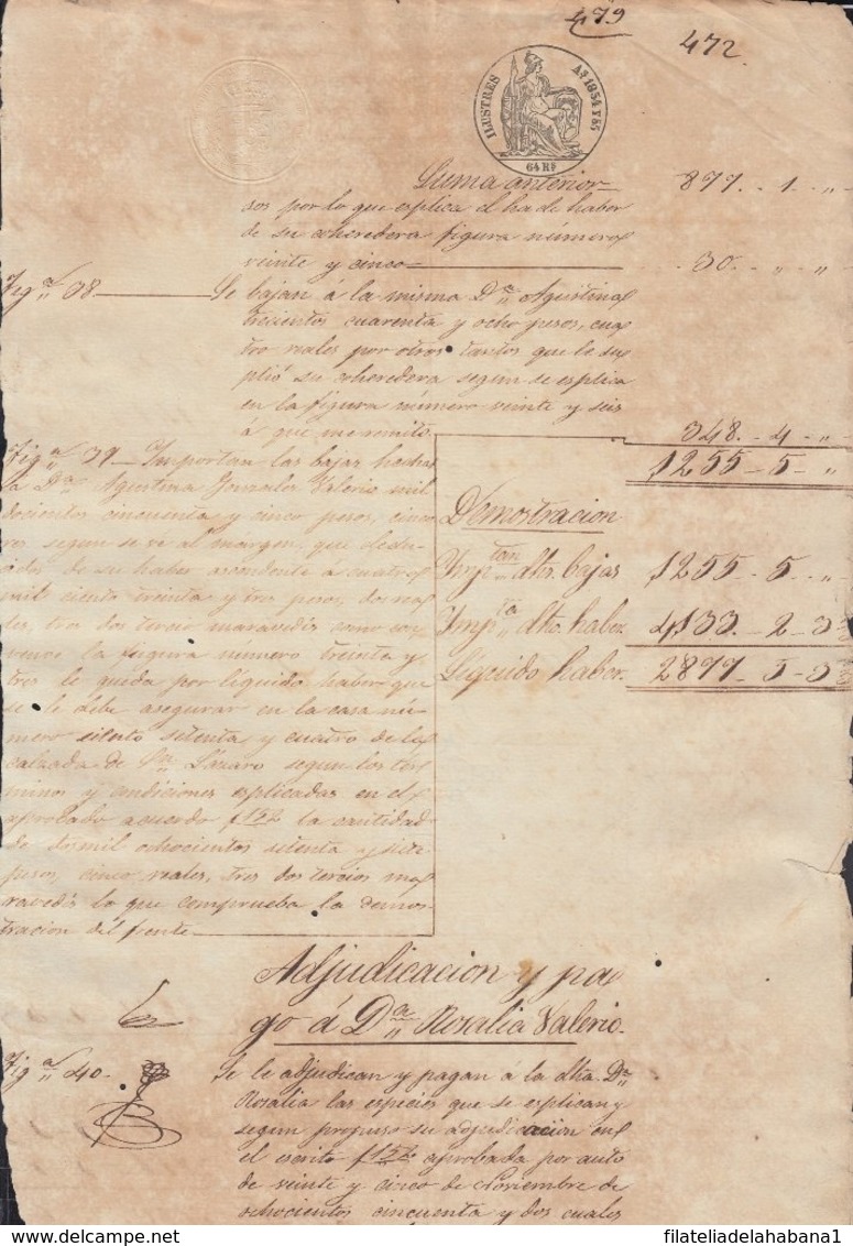 1854-PS-70 SPAIN ANTILLES CUBA PUERTO RICO REVENUE SEALLED PAPER. 1854-55. ILUSTRES. - Portomarken