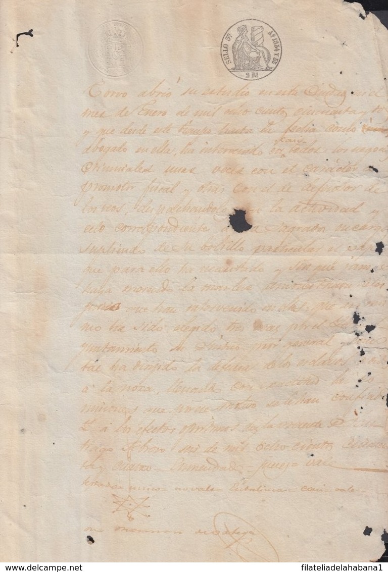 1854-PS-75 SPAIN ANTILLES CUBA PUERTO RICO REVENUE SEALLED PAPER. 1854-55. SELLO 3ro. - Portomarken