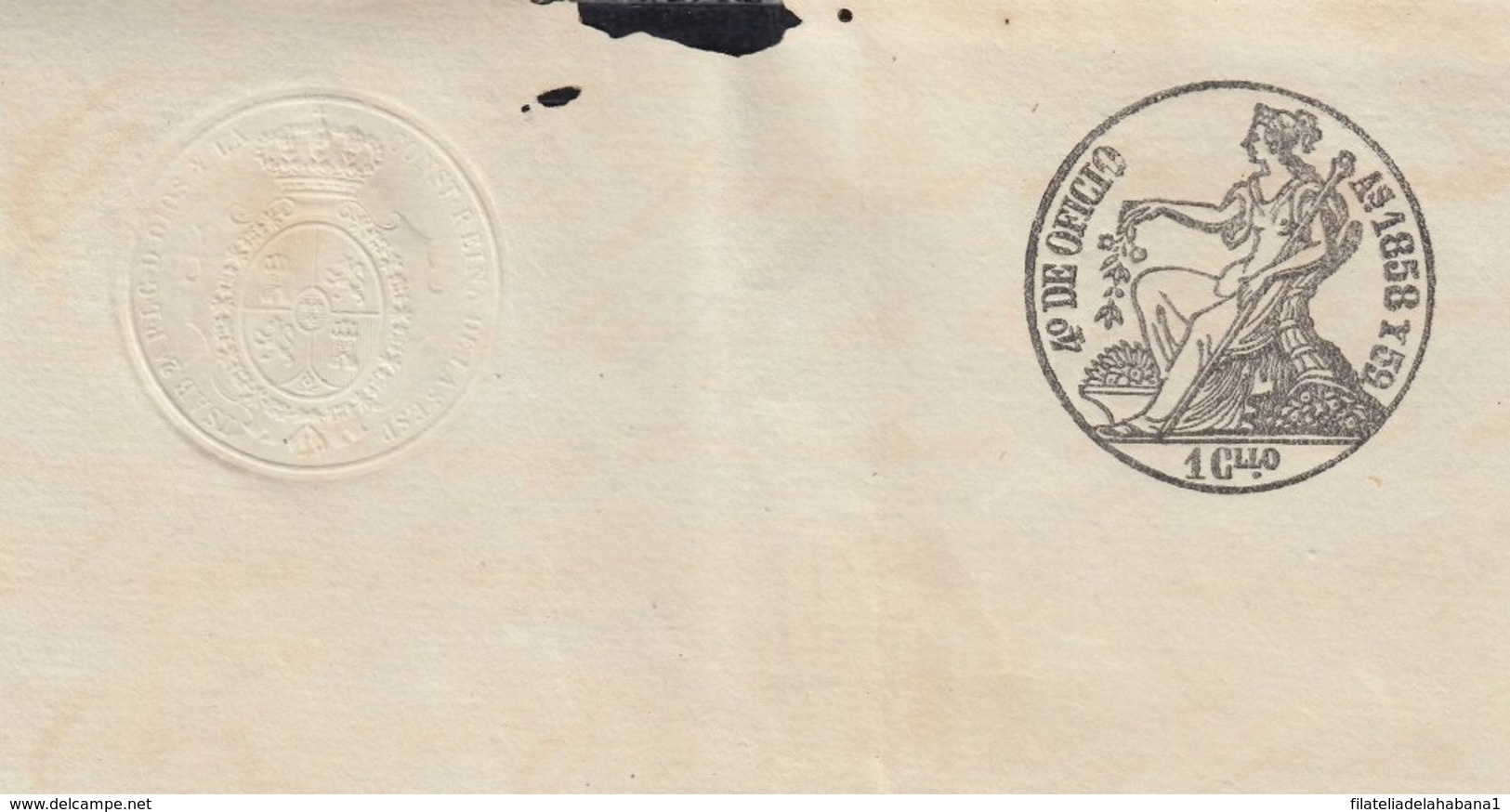 1858-PS-71 SPAIN ANTILLES CUBA PUERTO RICO REVENUE SEALLED PAPER. 1858-59. SELLO 4to UNUSED - Postage Due