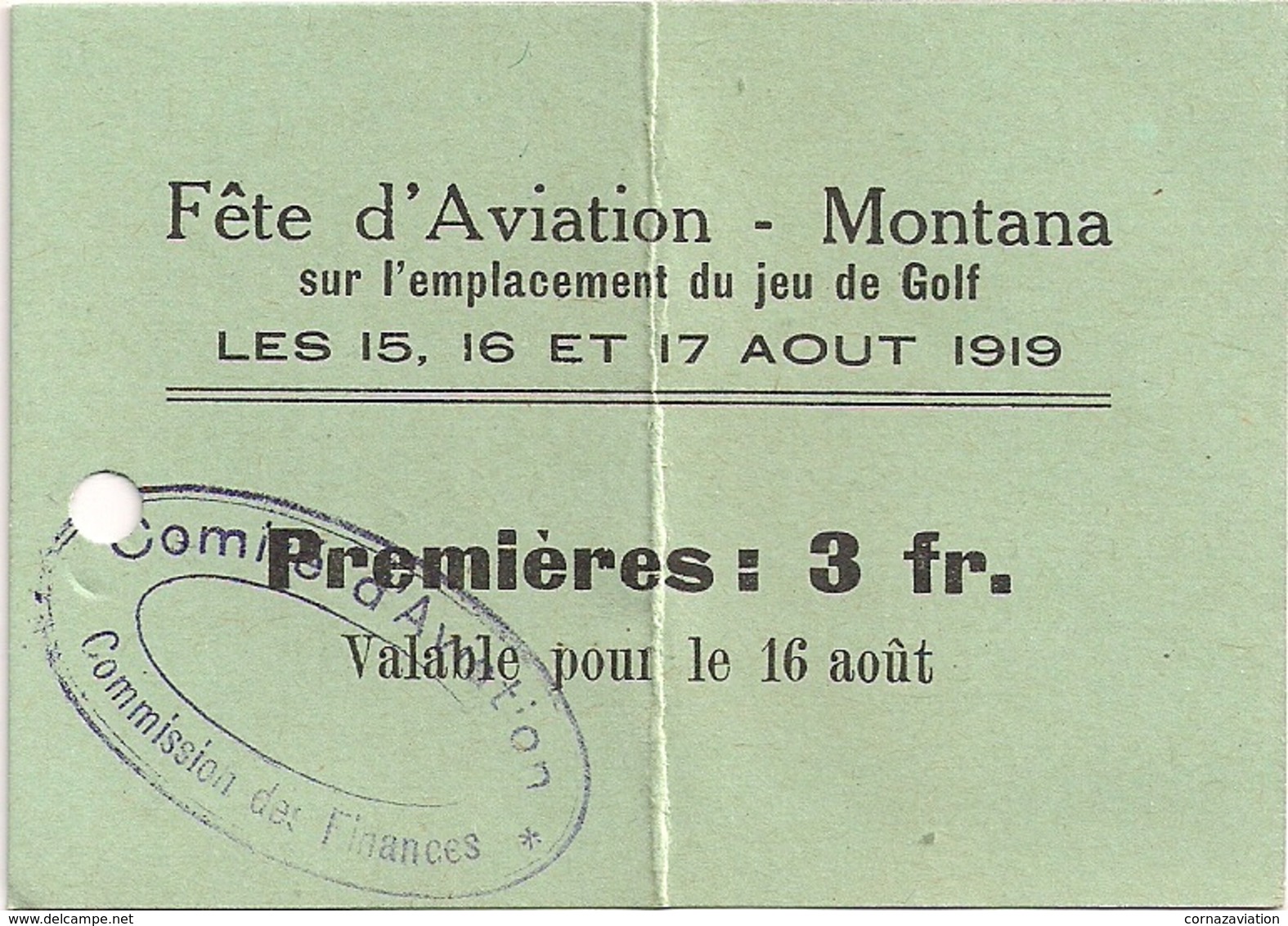 Aviation - Fête D'Aviation De Crans-Montana - 1919 - Rarissime - Billets De Loterie