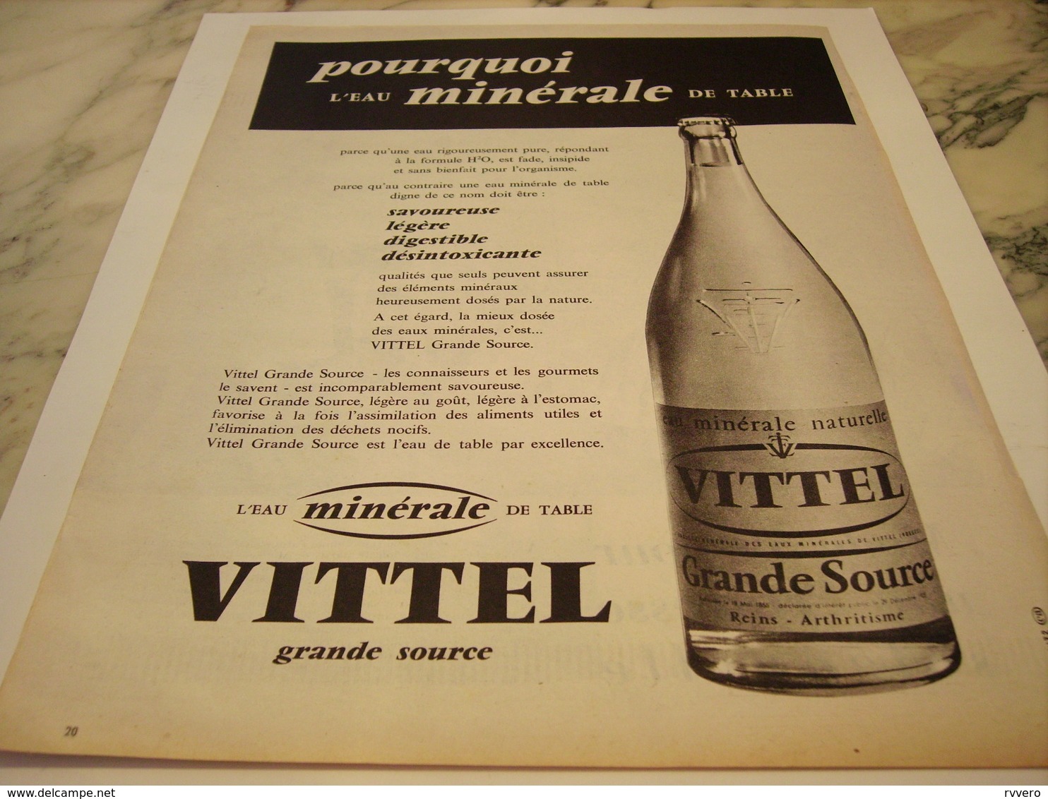 ANCIENNE PUBLICITE GRANDE  SOURCE DE VITTEL  1959 - Affiches