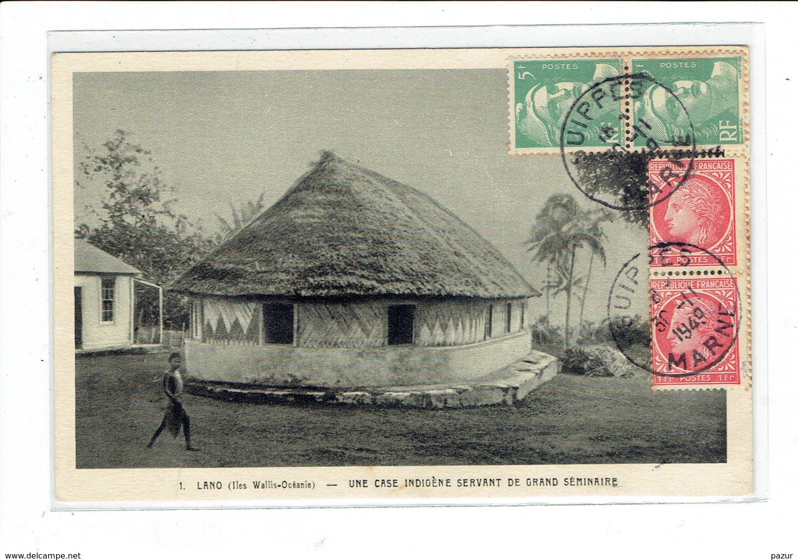 CPA WALLIS ET FUTUNA - 1. LANO - UNE CASE INDIGENE SERVANT DE GRAND SEMINAIRE - Wallis Und Futuna