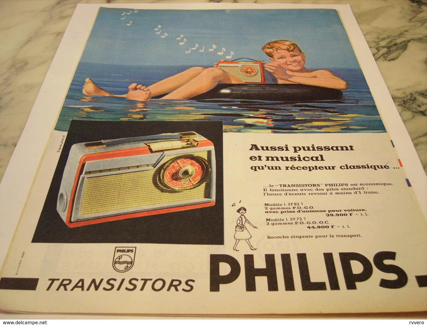 ANCIENNE PUBLICITE PUISSANT ET MUSICAL TRANSISTOR RADIO PHILIPS 1959 - Autres & Non Classés