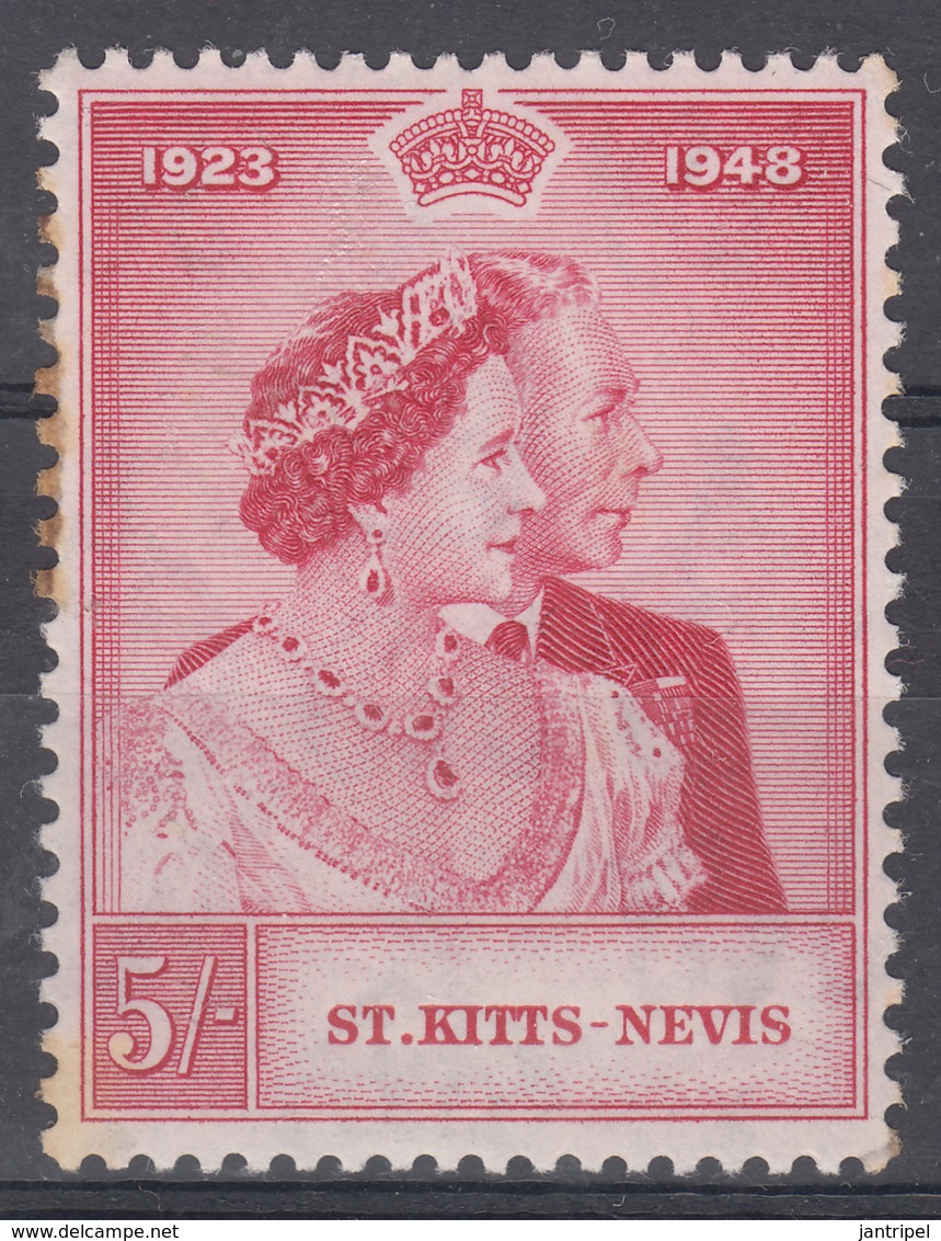 St.KITTS - NEVIS 1948 KGVI SILVER WEDDING 5/-  MNH  SOME RUST - San Cristóbal Y Nieves - Anguilla (...-1980)