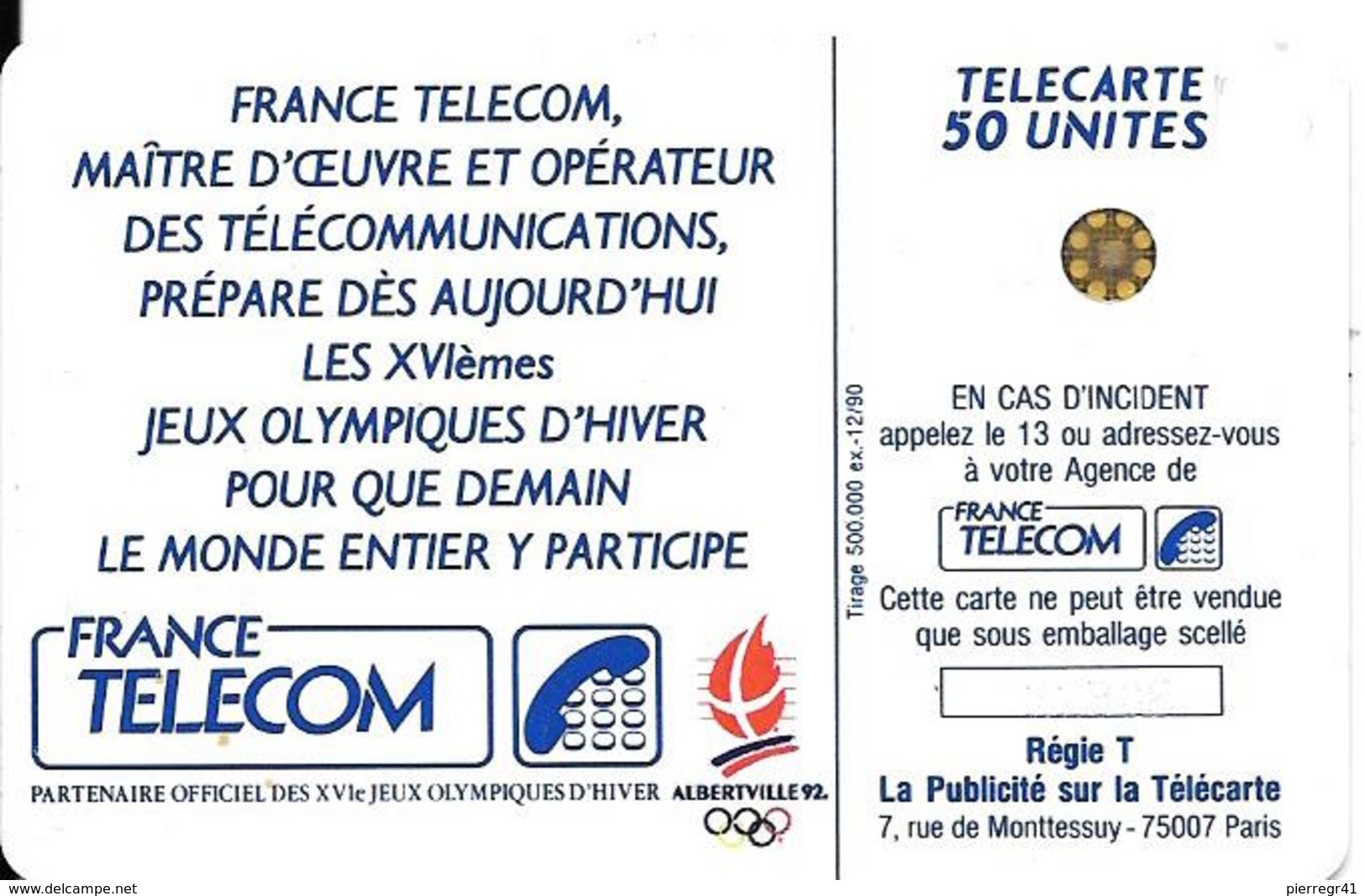 CARTE-PUBLIC-F132B-50U-SC5 On-Trou 6-12/90-SKIEUR 1-5 Imp-22306-UTILISEE-  TBE - 1990