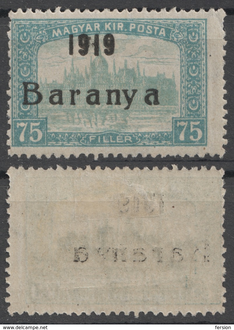 1919 Hungary Croatia SHS Occupation Local - BARANYA Baranja - Parliament Overprint - 75 Fill. - MH - Baranya