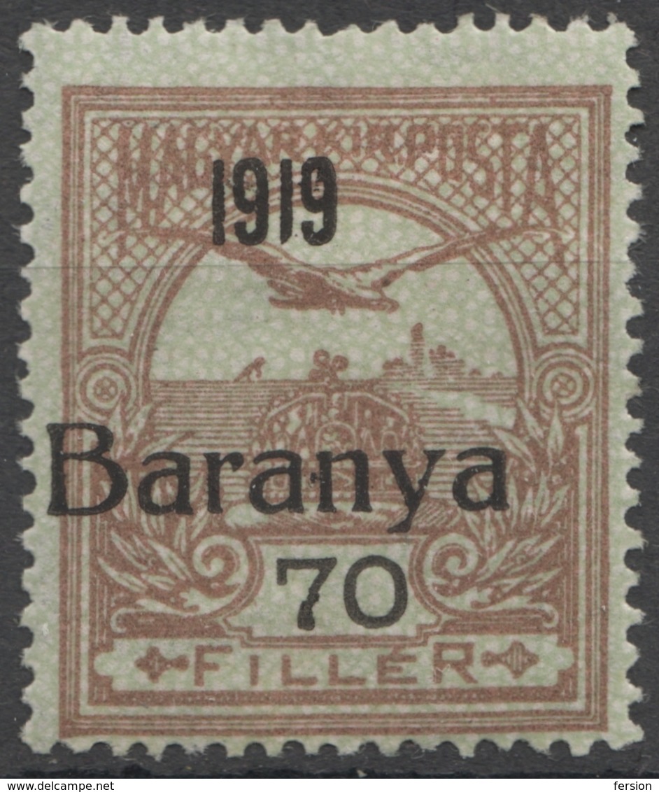 1919 Hungary Croatia SHS Occupation Local - BARANYA Baranja - TURUL Overprint - 70 Fill. - MH - Baranya