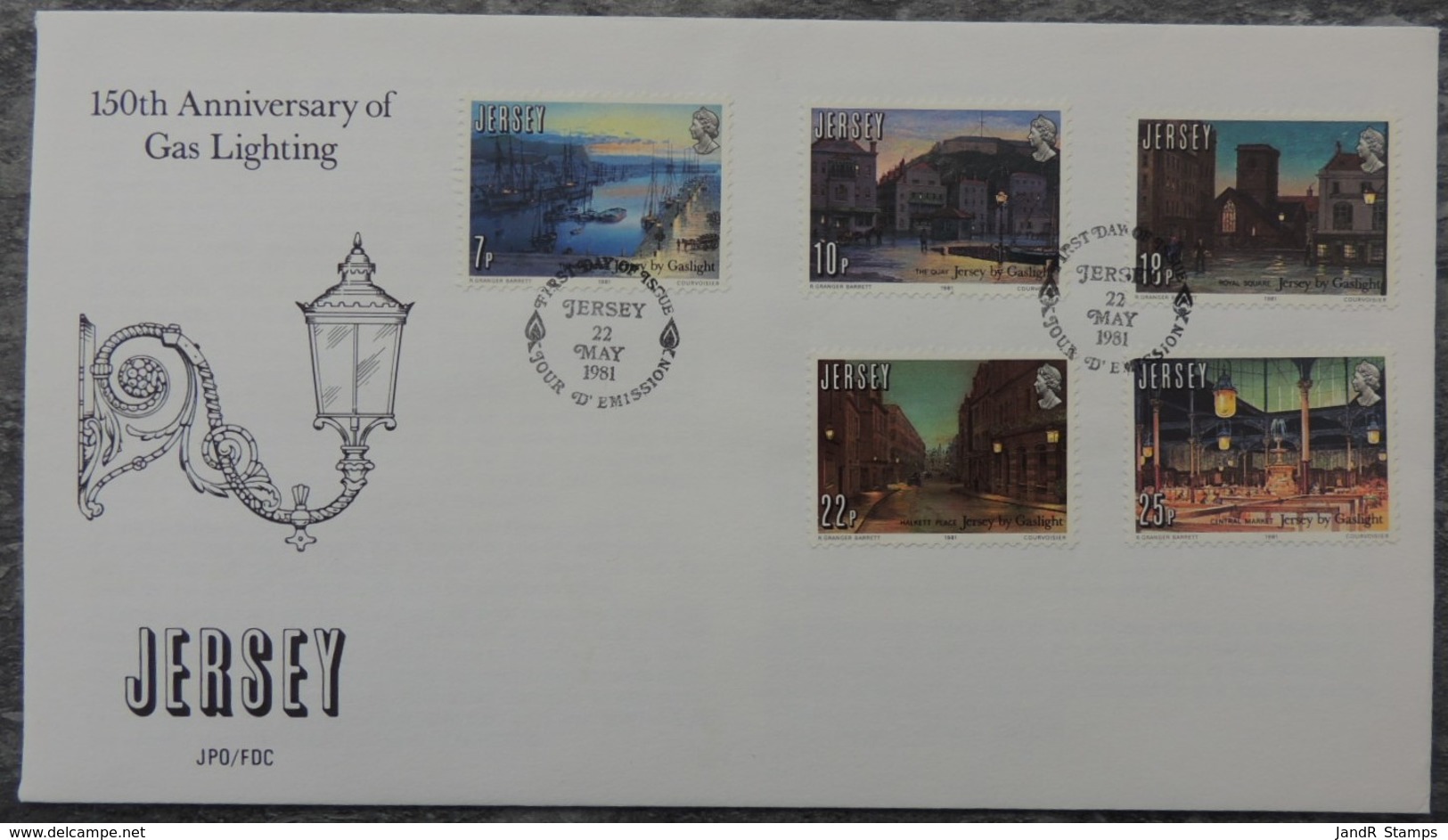 Jersey 1981 Anniversary Gas Light FDC 5 Values  First Day Cover - Jersey