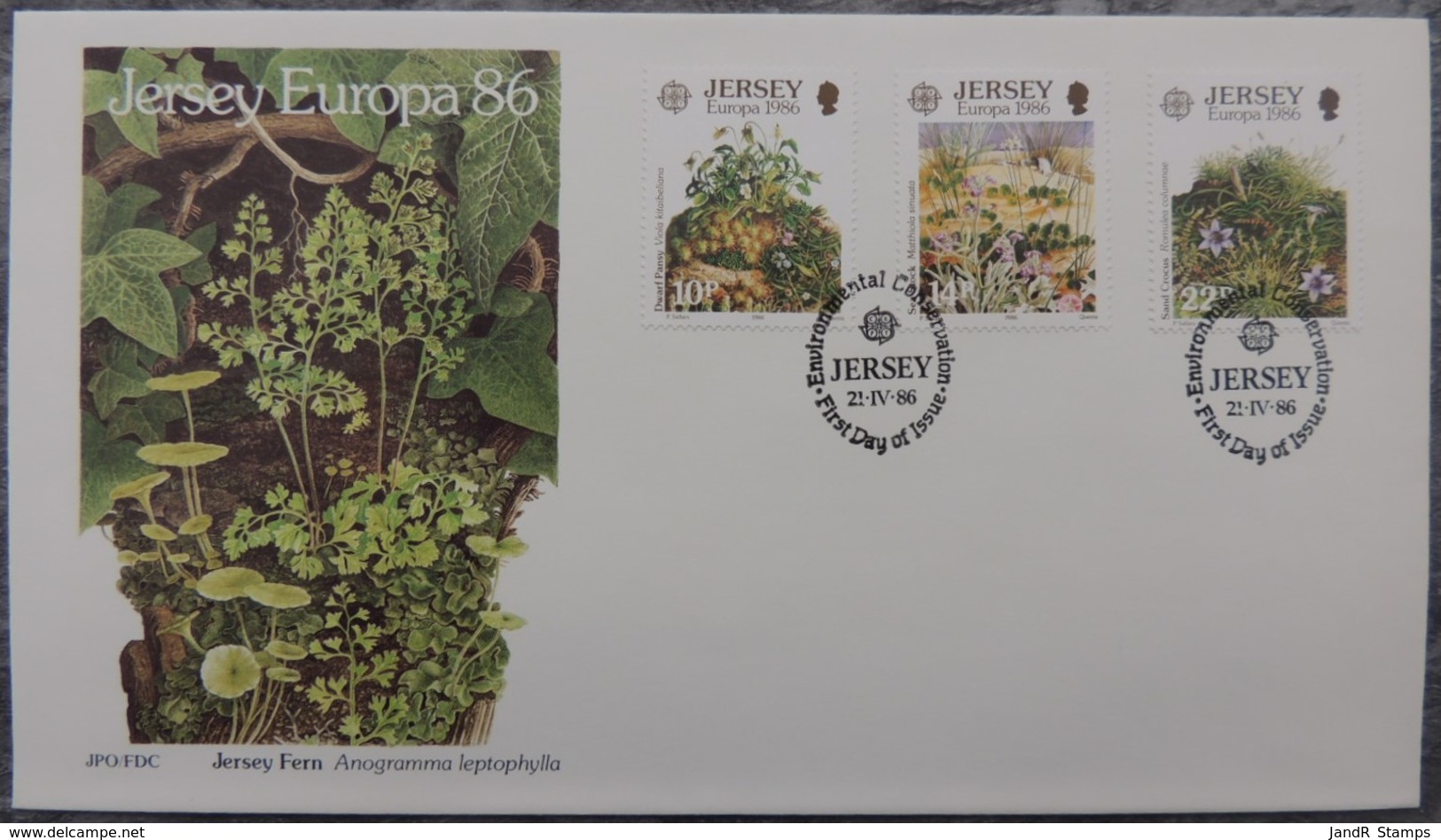 Jersey 1986 Europa Environment Conservation FDC 3 Values  First Day Cover Flowers Plants - Jersey