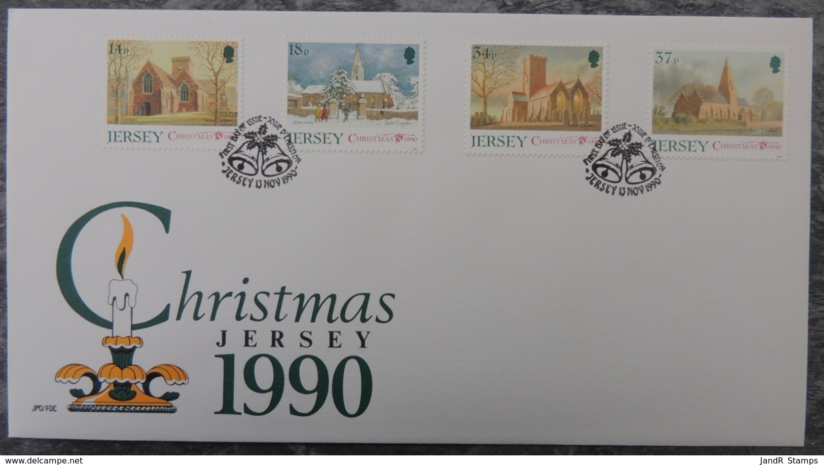 Jersey 1990 Christmas Parish Churches FDC 4 Values - Jersey