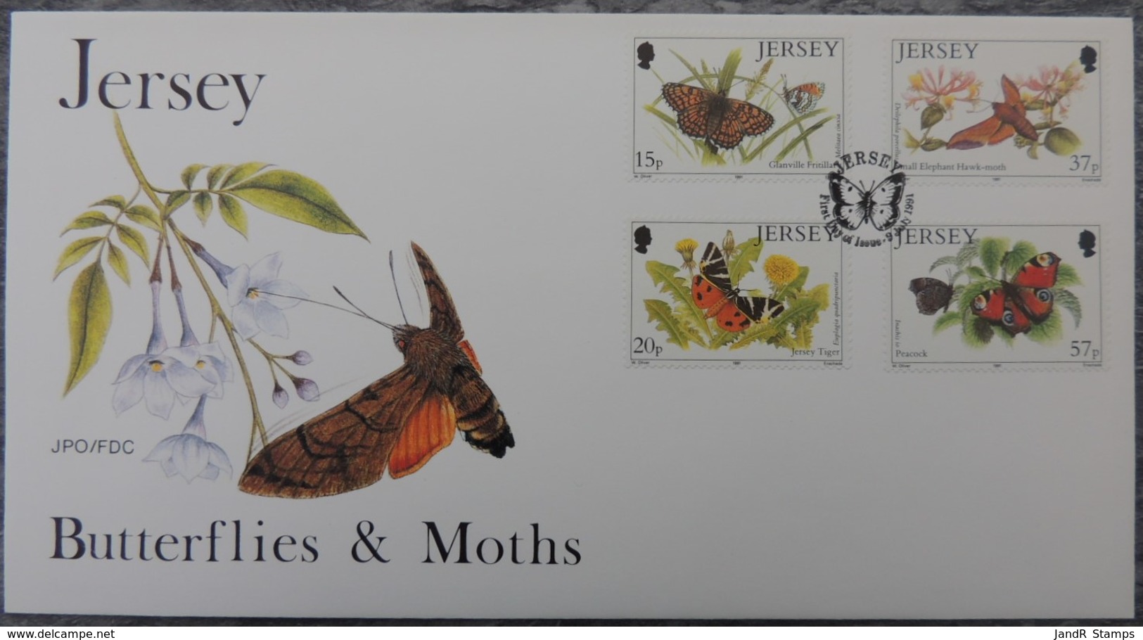 Jersey 1991 Butterflies And Moths FDC 4 Values  Insects - Jersey