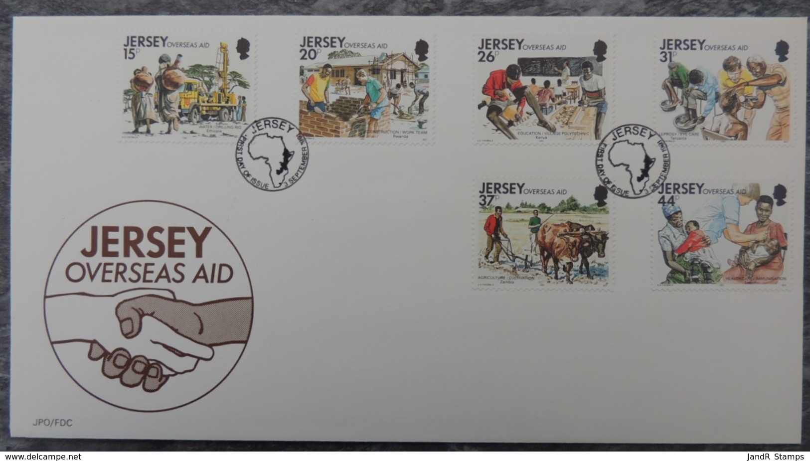 Jersey 1991 Overeseas Aid FDC 6 Values  Medical Construction Drilling Farming Bovine - Jersey