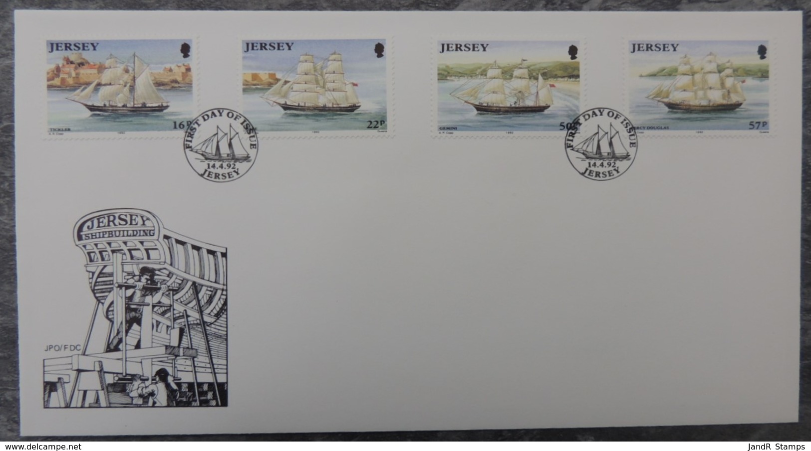 Jersey 1992 Shipbuilding FDC 4 Values  Sailing Ships - Jersey