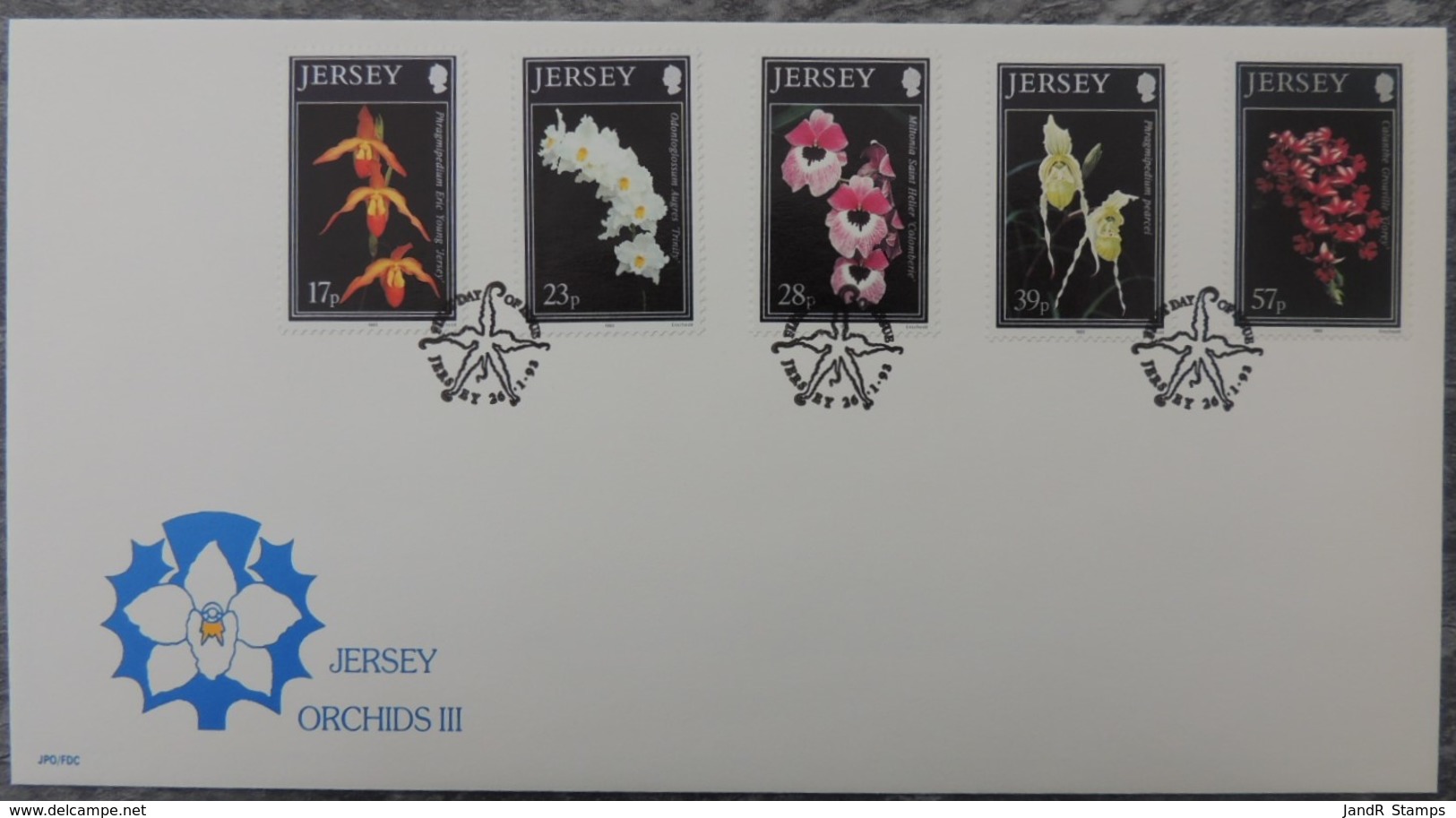 Jersey 1993 Orchids FDC 5 Values  Flowers - Jersey