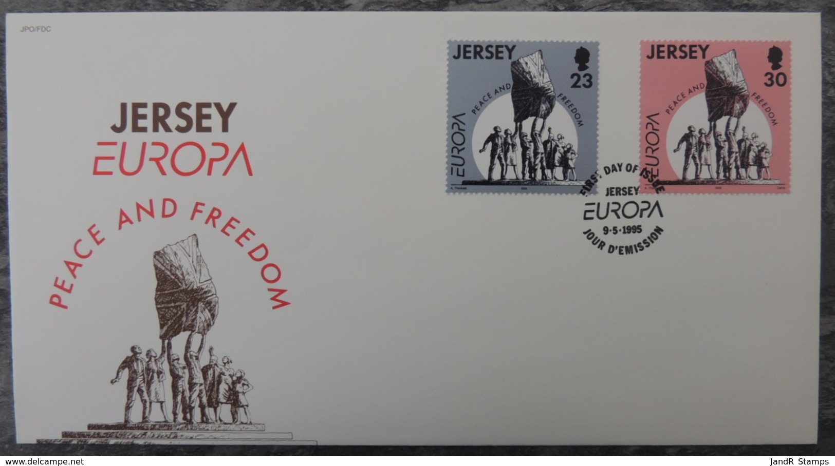 Jersey 1995 Europa Peace And Freedom FDC 2 Values  Flags - Jersey