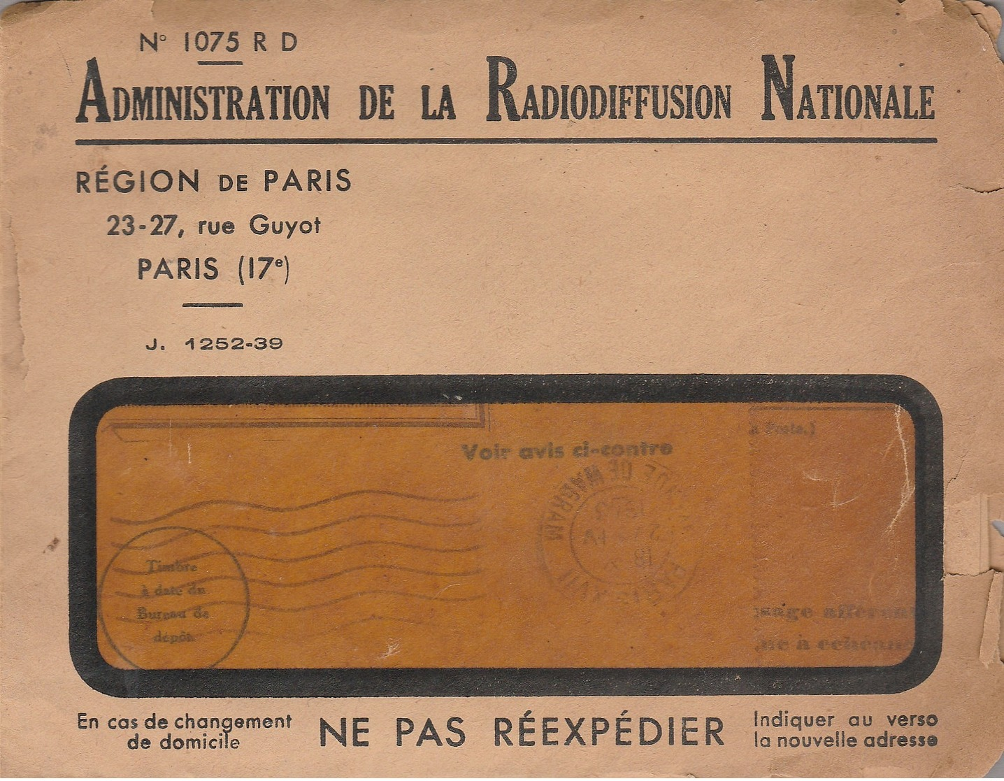 LAC - Administation De La Radiodiffusion Nationale - Région De Paris & Documents à L'interieur - France Radiodiffusion