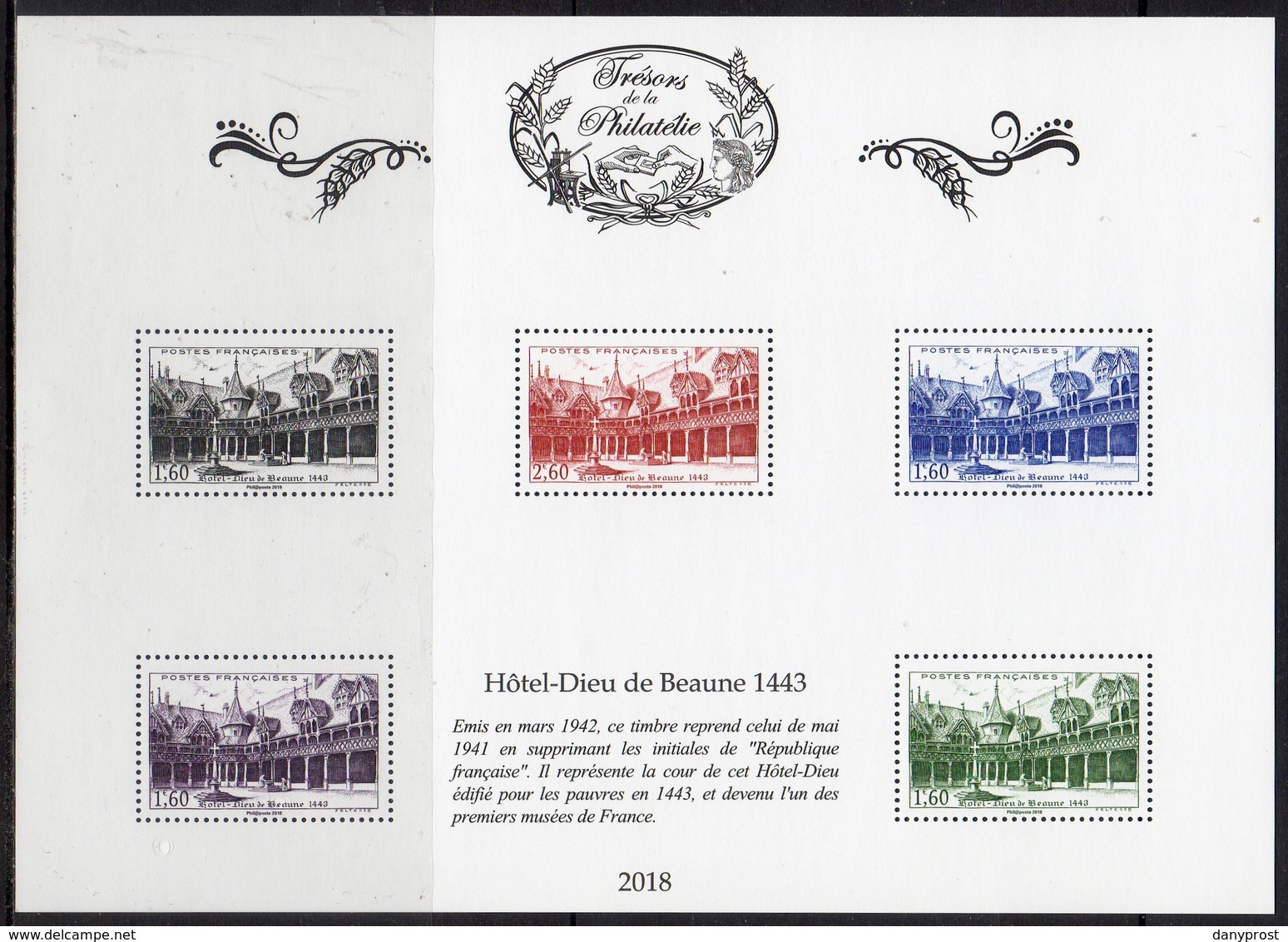 FRANCE 2018 / BS42 "TRESORS DE LA PHILATELIE-Beaune " 5ème ENSEMBLE DE 10 BF / NEUF RARE.. - Neufs