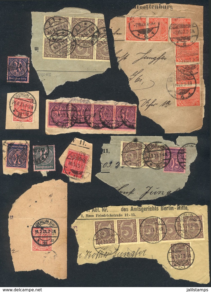 GERMANY: Lot Of Used Stamps On Fragments Of Covers, Including Many Interesting Postages, High Catalog Value, Good Opport - Autres & Non Classés