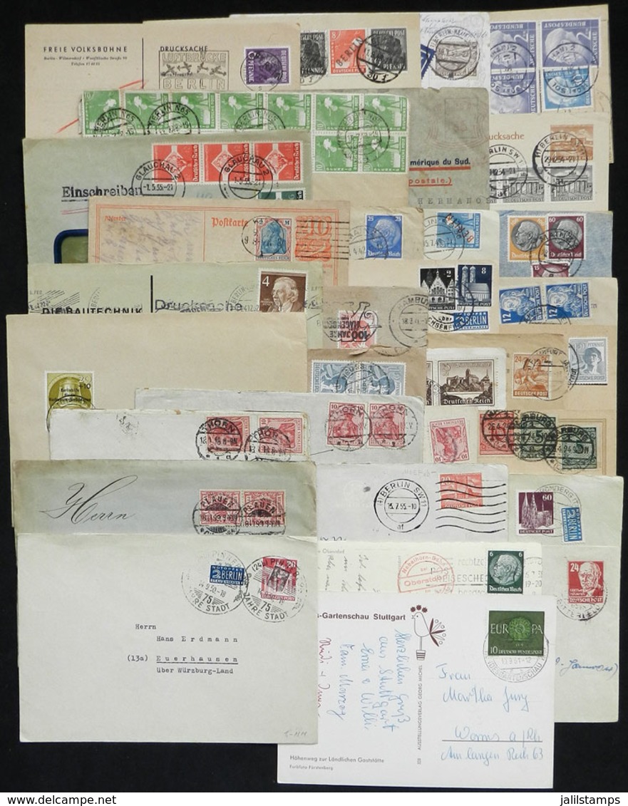 GERMANY: 35 Covers, Cards, Etc. + 1 Fragment Of Parcel Post Despatch Note, Used In Varied Periods, With Very Nice Postag - Sonstige & Ohne Zuordnung