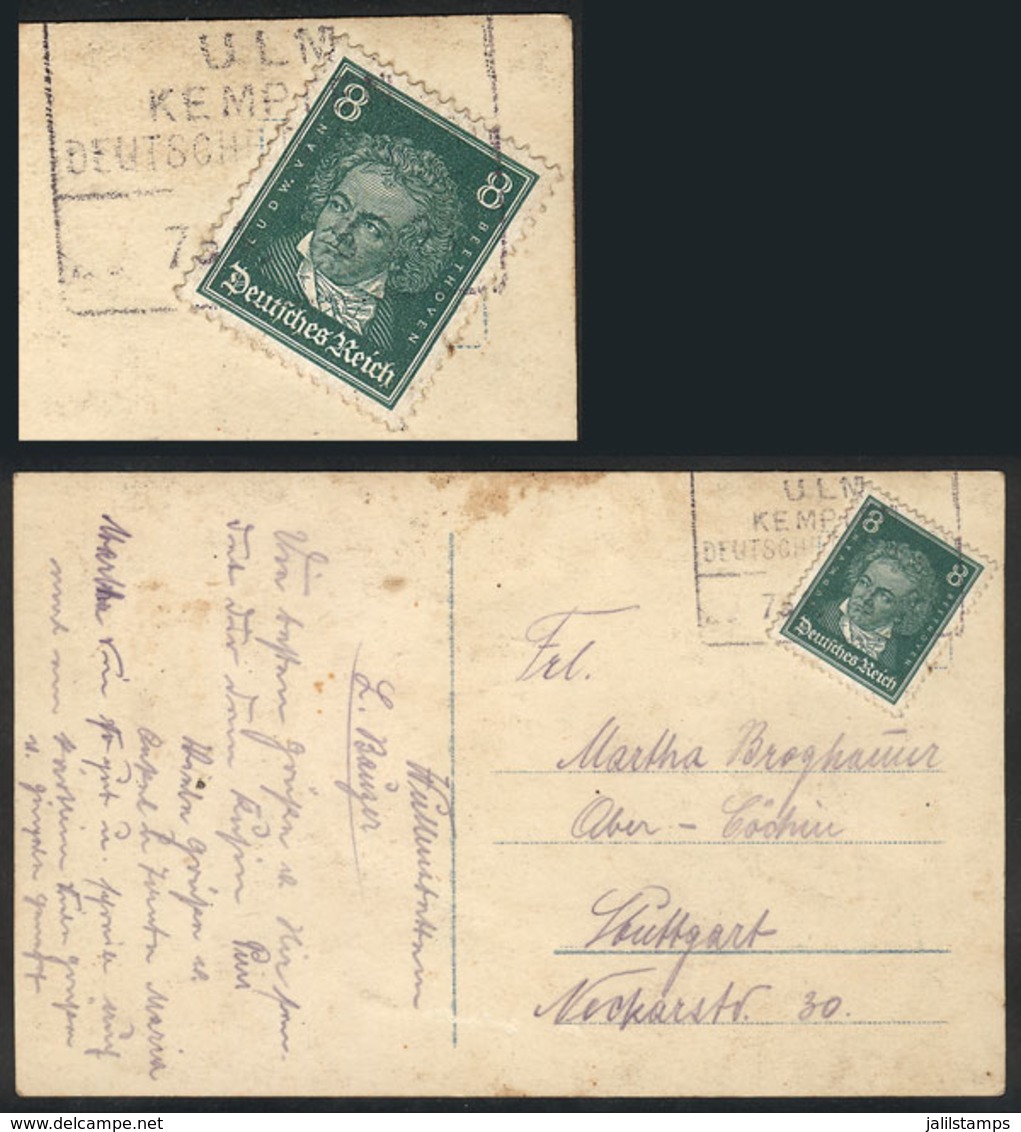 GERMANY: Postcard Franked With 8Pf. And Sent To Stuttgart, With Interesting Rectangular Cancel Of Ulm. - Otros & Sin Clasificación