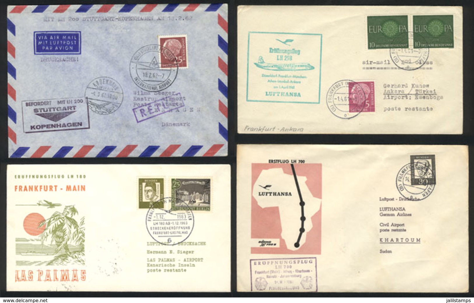 GERMANY: 1962/64 LUFTHANSA FLIGHTS: 16 First-flight Or Special-flight Covers, Varied Destinations, Postages And Postmark - Autres & Non Classés