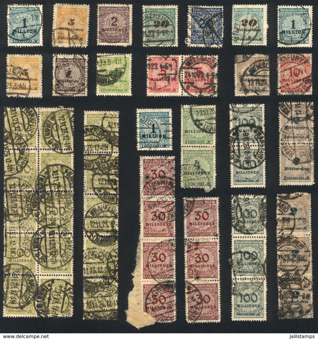 GERMANY: Lot Of Used Stamps Of The Inflation Period, Some In Strips Or Blocks, General Quality Is Fine To Very Fine, Hig - Other & Unclassified