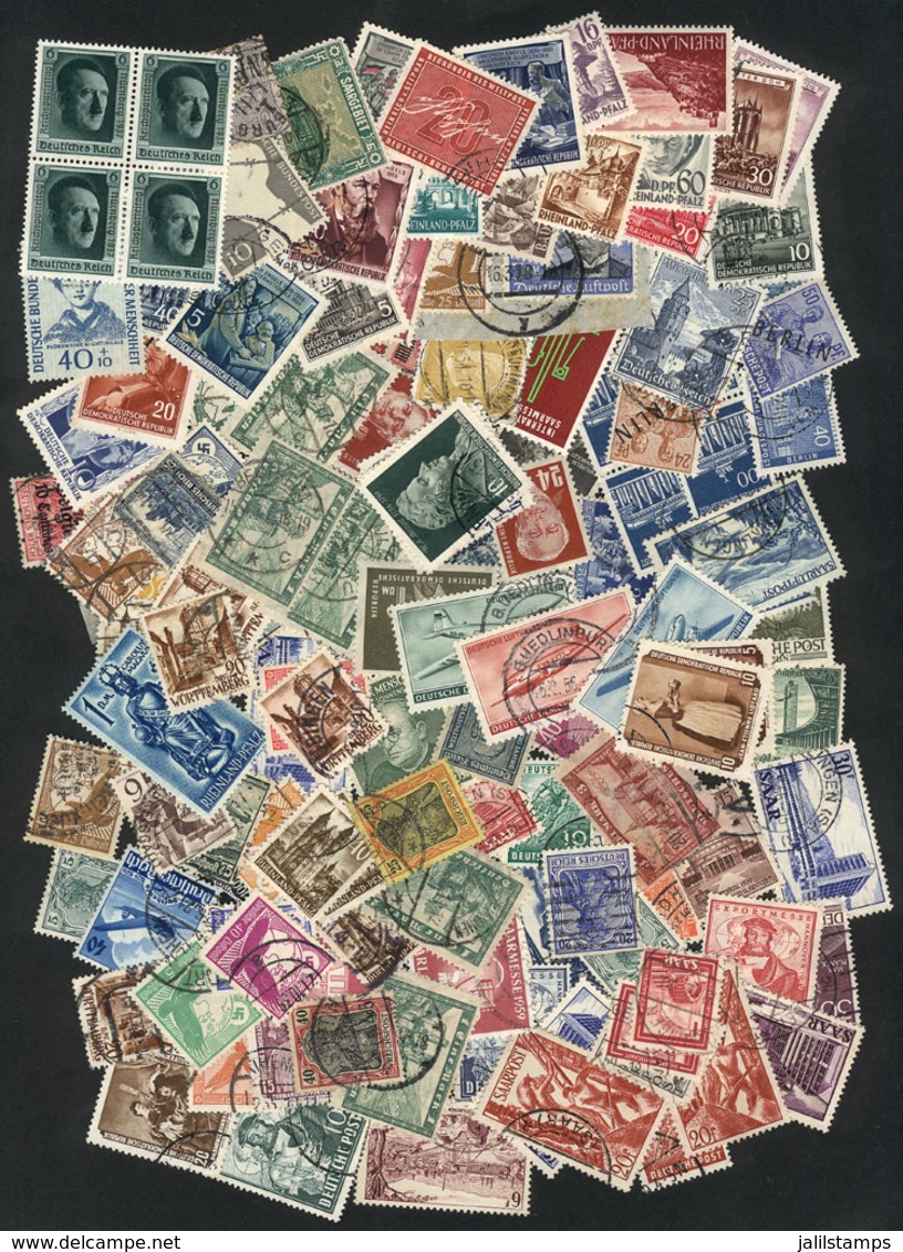 GERMANY: Lot Of Stamps Of Varied Periods, Including Sarre, West Germany, Berlin, Reich Etc., Most Used And Of Very Fine  - Other & Unclassified