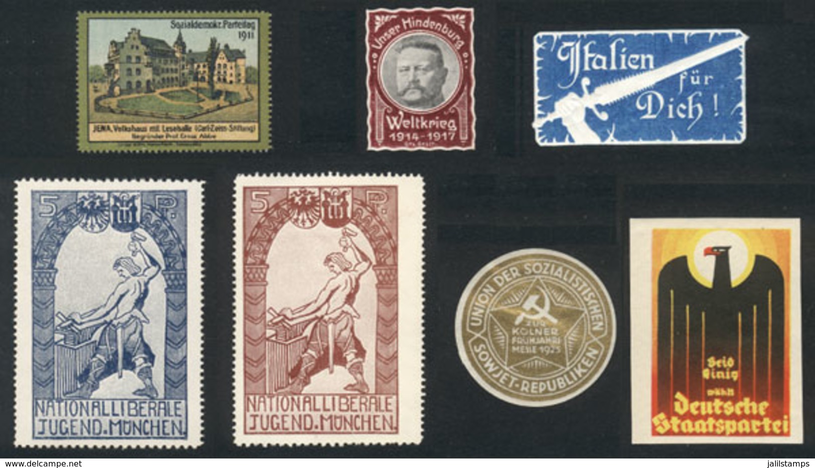 GERMANY: POLITICS: 7 Old Interesting Cinderellas, Fine To Very Fine Quality! - Other & Unclassified