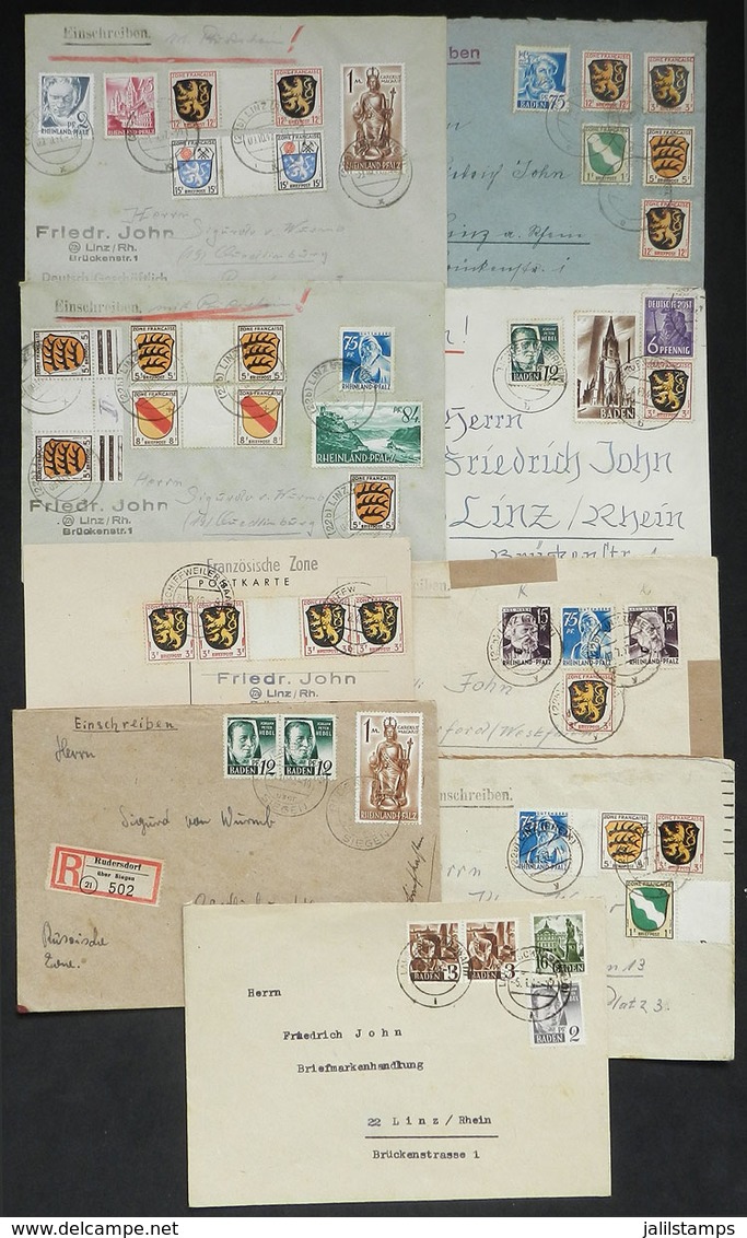 GERMANY - RHEINLAND-PFALZ: 1946/1947: Group Of 9 Covers With Interesting Postages, Several Are Registered, Very Fine Qua - Other & Unclassified