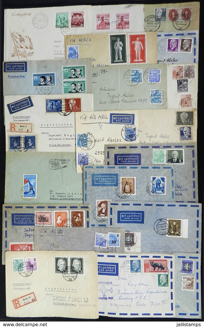 EAST GERMANY: Over 70 Covers Sent To Argentina Between 1950 And 1960 With Attractive And Very Varied Postages, Very Inte - Covers & Documents