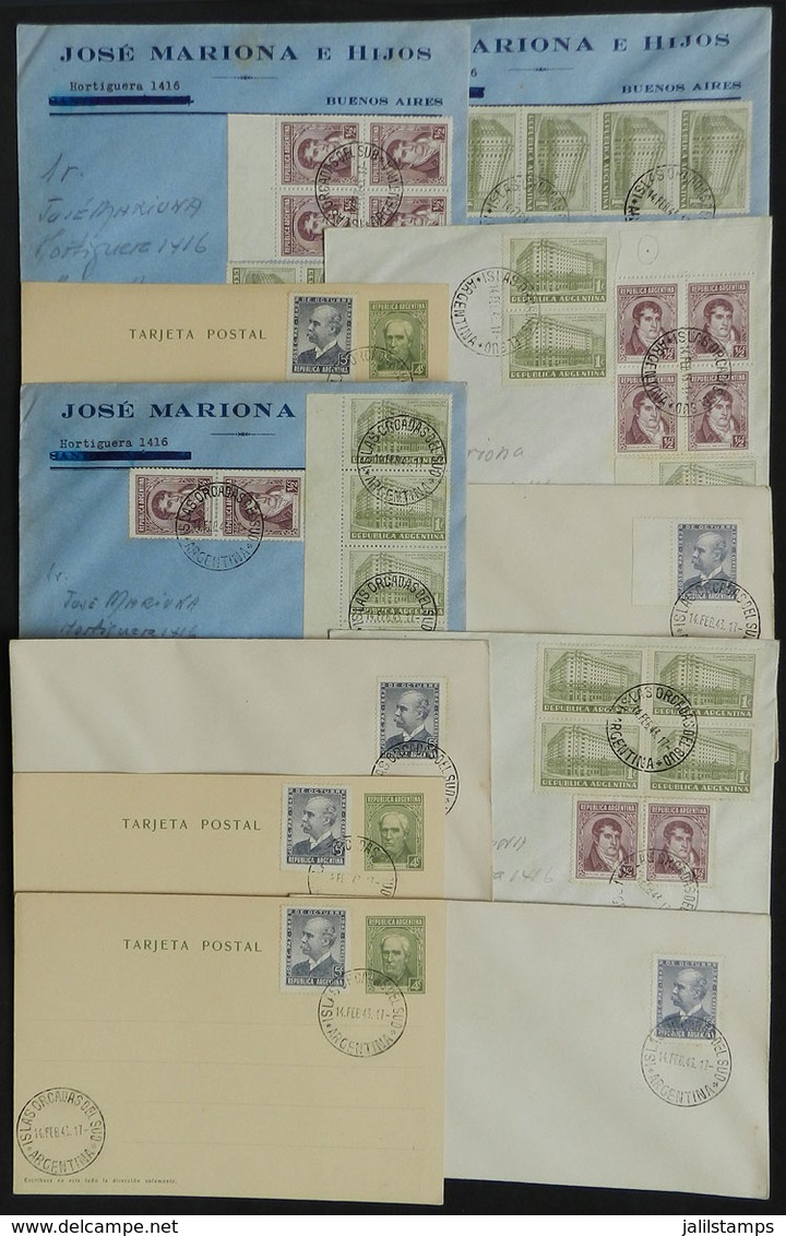 ARGENTINE ANTARCTICA: 11 Covers Or Cards With Postmarks Of ORCADAS DEL SUR For 14/FE/1943, VF Quality, Low Start! - Other & Unclassified