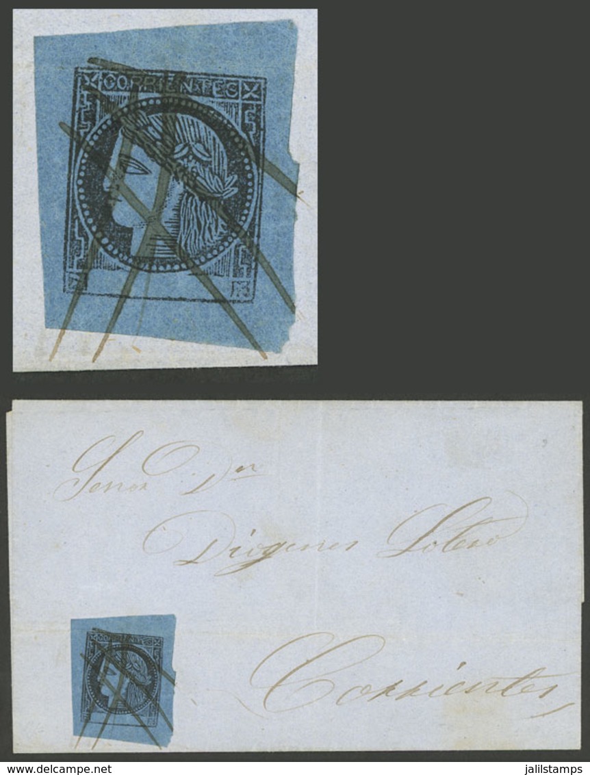 ARGENTINA: GJ.3, Type 3, Franking An Undated Folded Cover Sent To Corrientes, With Very Attractive Pen Cancel, VF Qualit - Corrientes (1856-1880)