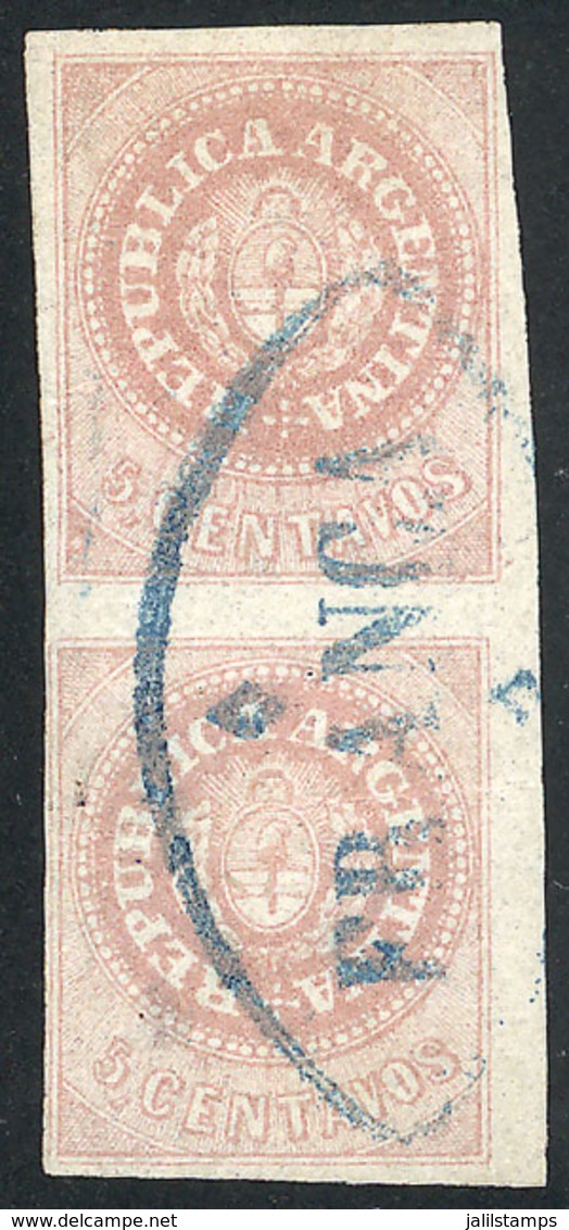 ARGENTINA: GJ.10, Vertical Pair Cancelled FRANCA, One With Minor Defect On Reverse, Excellent Appeal! - Ongebruikt