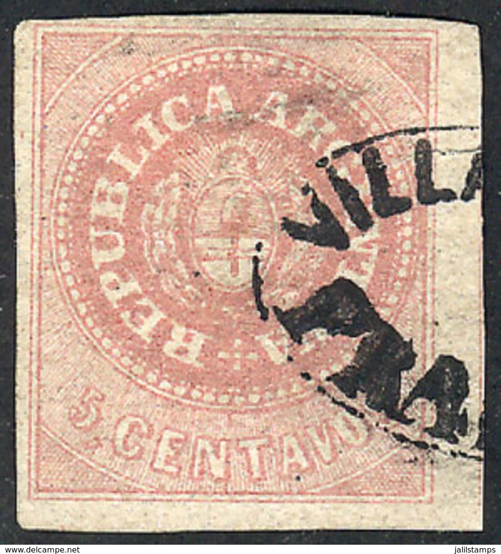 ARGENTINA: GJ.10, With Oval VILLA NUEVA - FRANCA Cancel, Tiny Thin On Back, Superb Front, Extremely Rare! - Unused Stamps