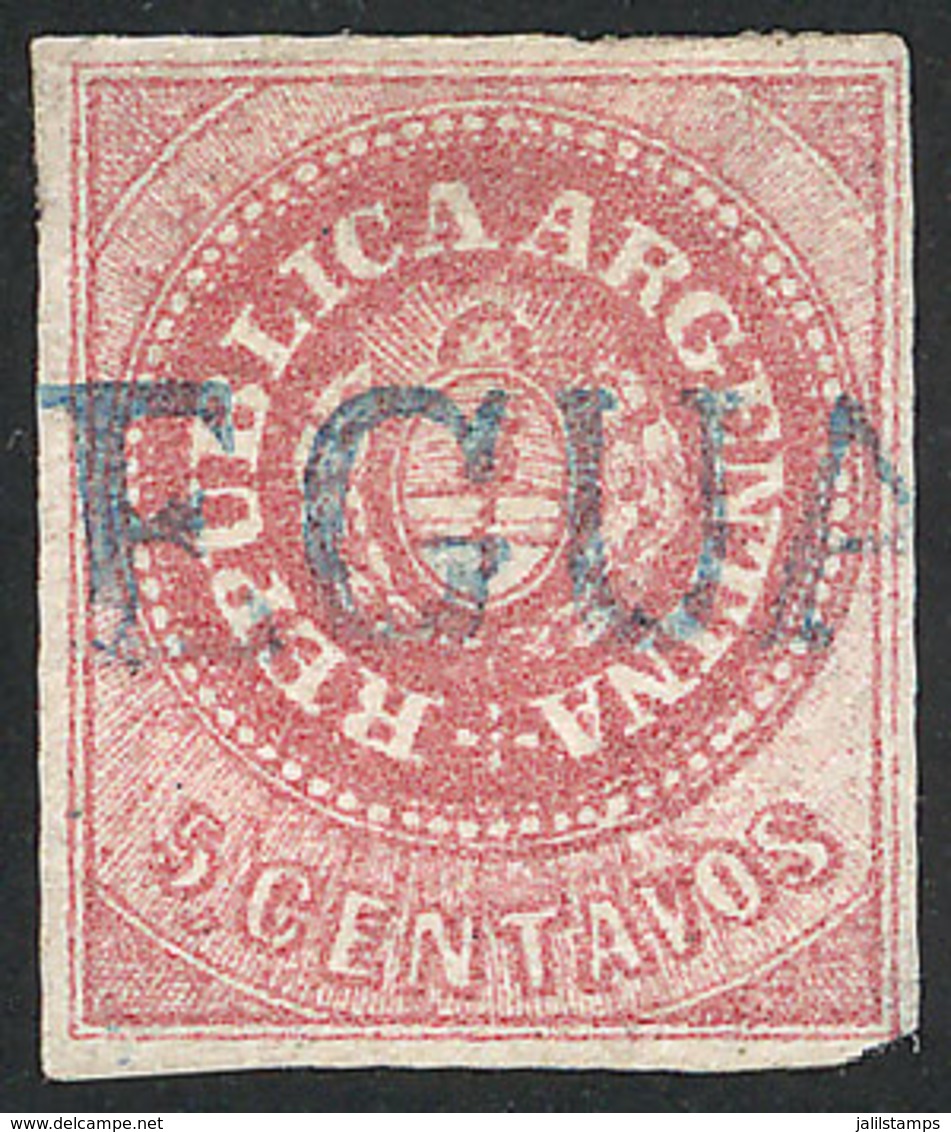 ARGENTINA: GJ.10, With Straightline GUALEGUAY Cancel In Blue (+200%), Tiny Defect, Very Handsome! - Unused Stamps