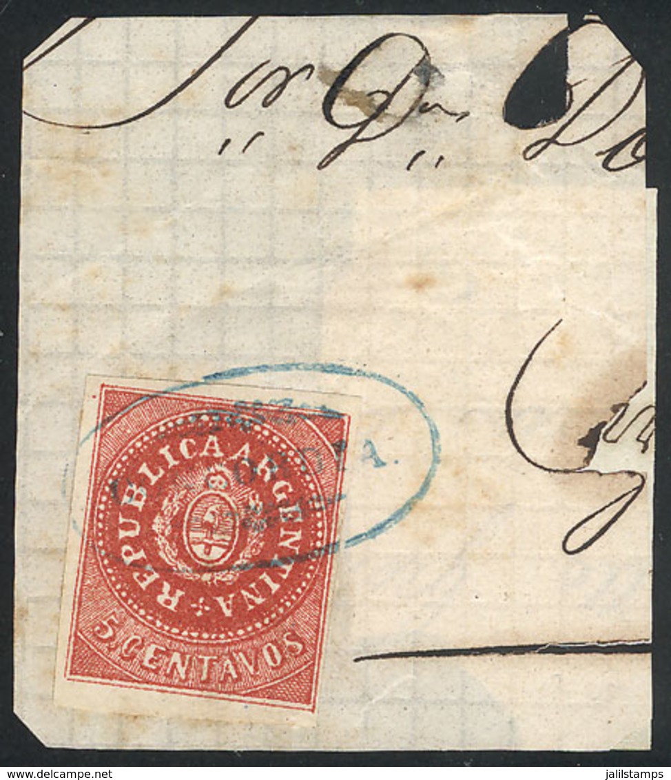 ARGENTINA: GJ.15, Beautiful Example In Bright Red, On Fragment With CONCORDIA Cancel, Excellent! - Unused Stamps