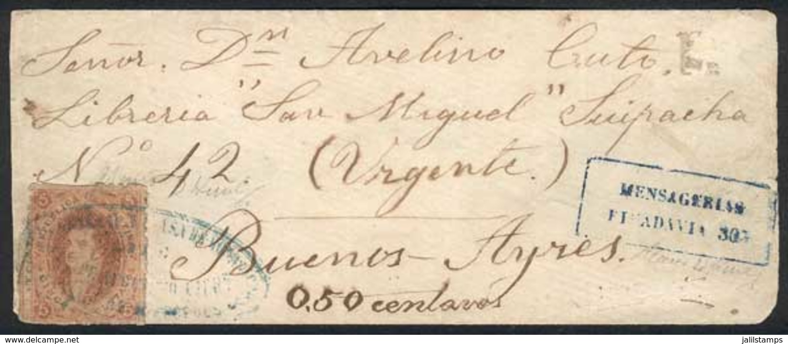 ARGENTINA: GJ.20, 3rd Printing Franking A Cover Sent To Buenos Aires, With The Rare Cancel Of Messenger Agency Of Felipe - Gebraucht