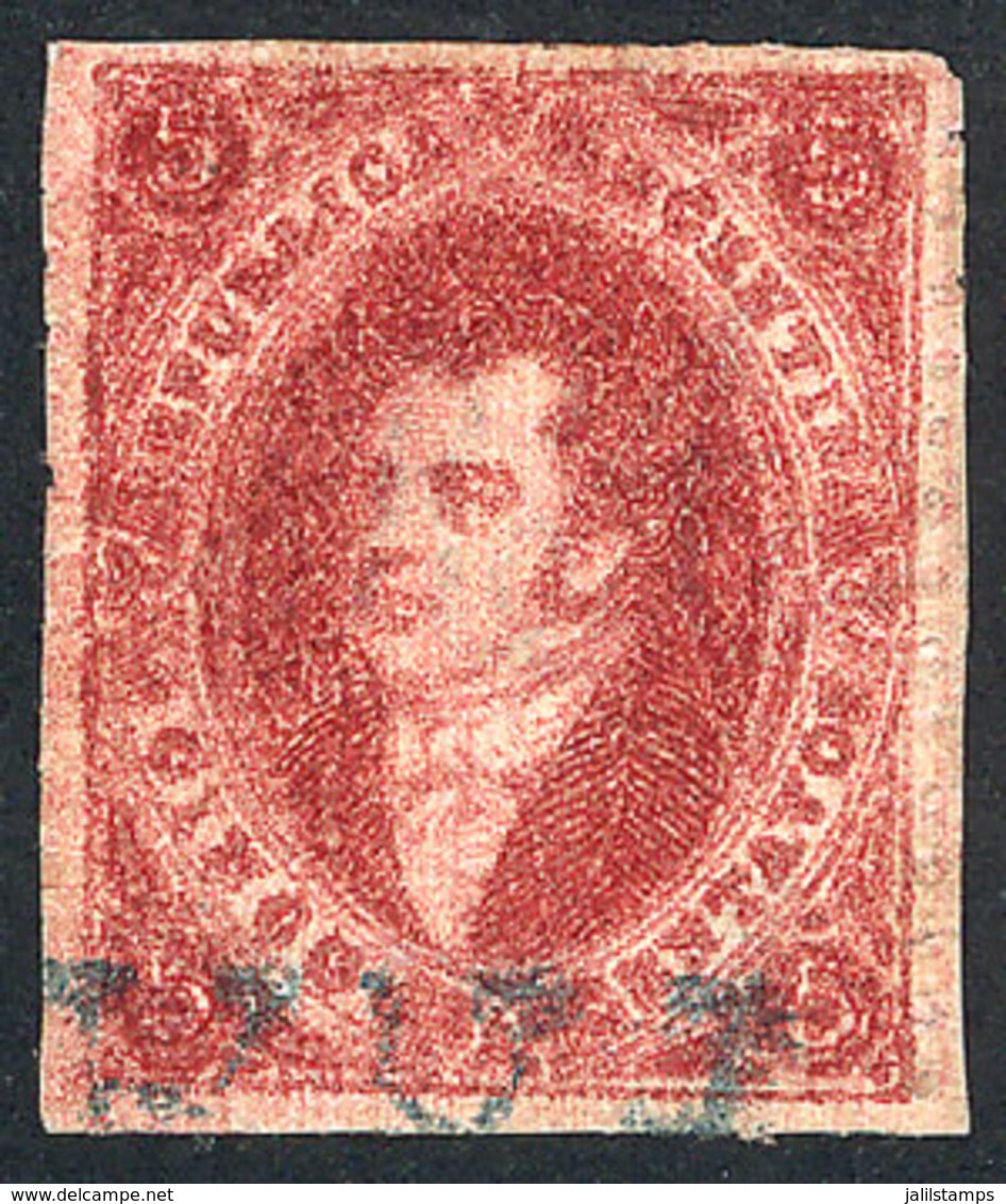 ARGENTINA: GJ.26e, 5th Printing, Ribbed Paper, With FRANCA Cancel Of Goya, Superb! - Used Stamps