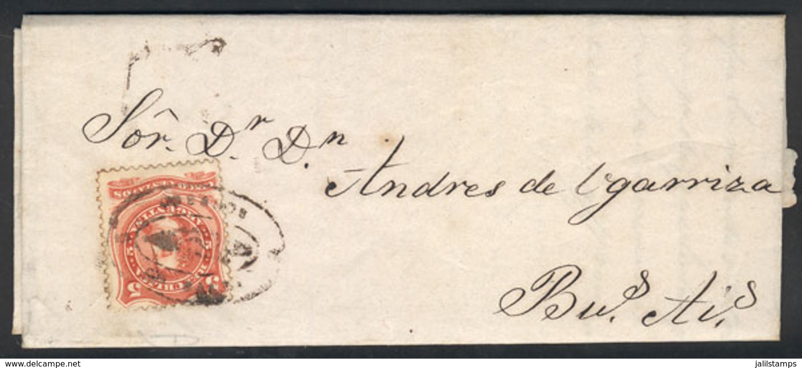 ARGENTINA: GJ.37, 5c. Rivadavia With Groundwork Of Horiz Lines, Franking An Entire Letter From Salta To Buenos Aires On  - Andere & Zonder Classificatie