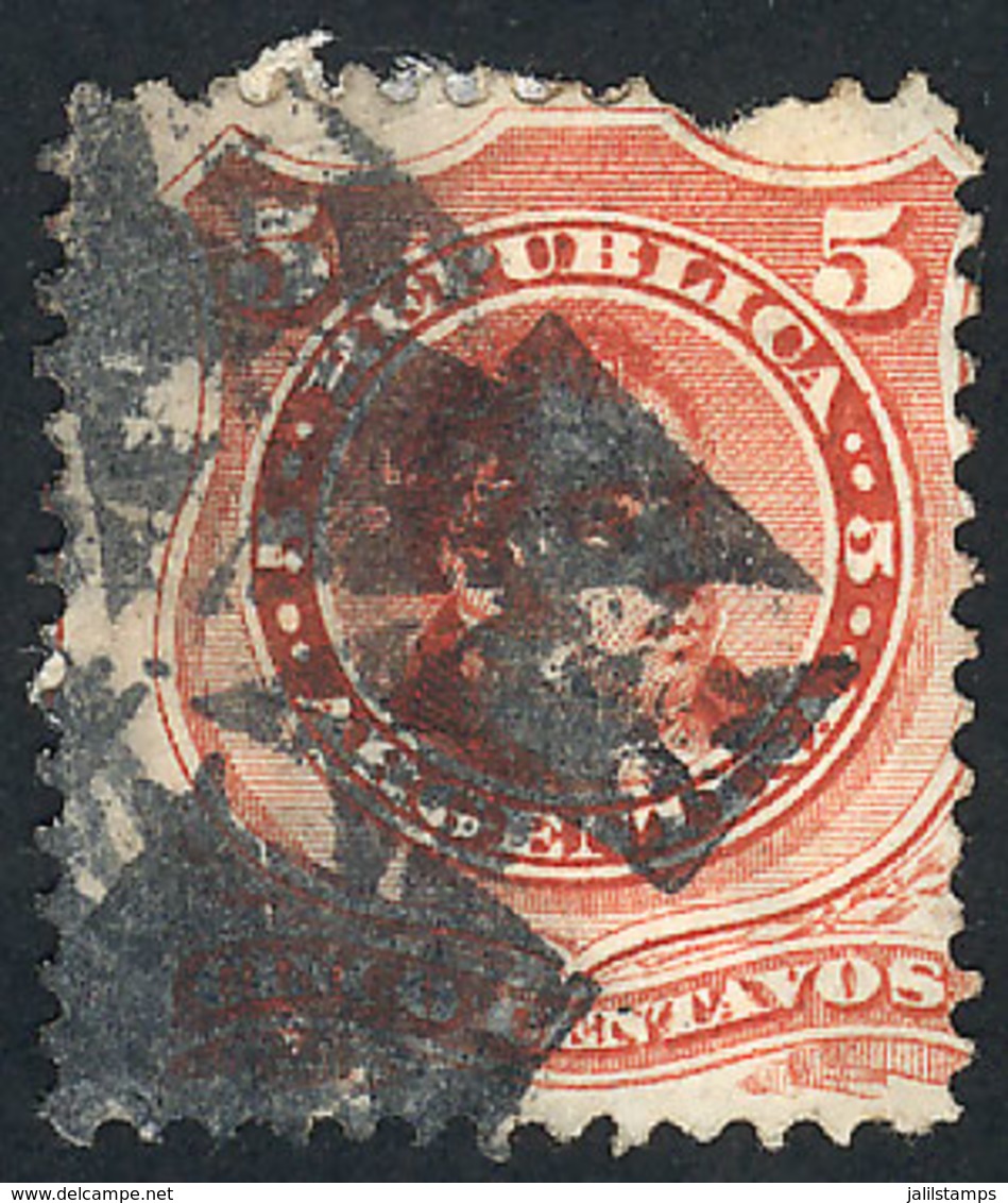 ARGENTINA: GJ.38, With An Extremely Rare Mute Cancel (squared Wedges Without Center), Probably Of BRAZIL, Very Attractiv - Other & Unclassified